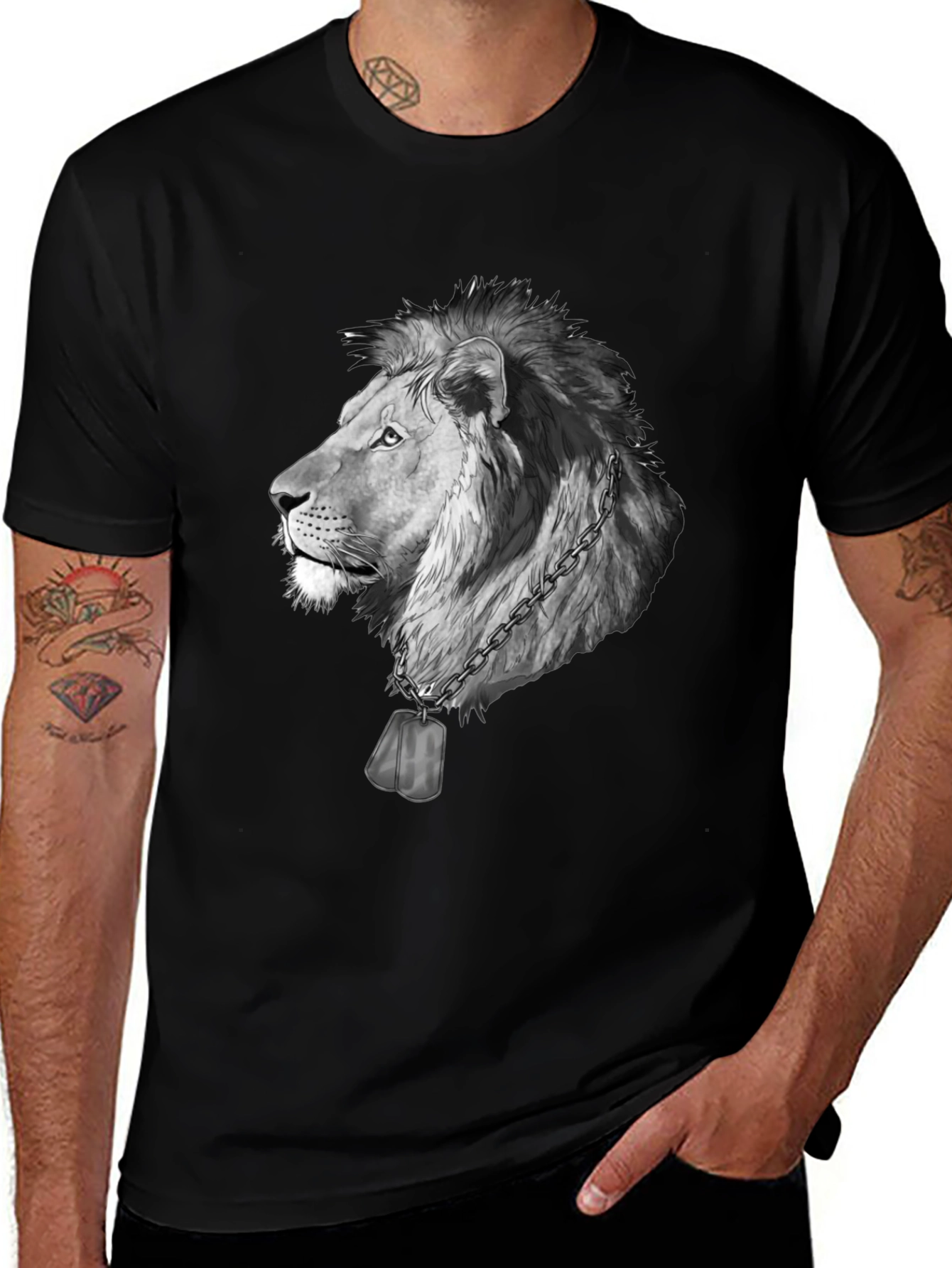 Variant 15 of Lion Head Graphic Tee - Stylish Black T-Shirt