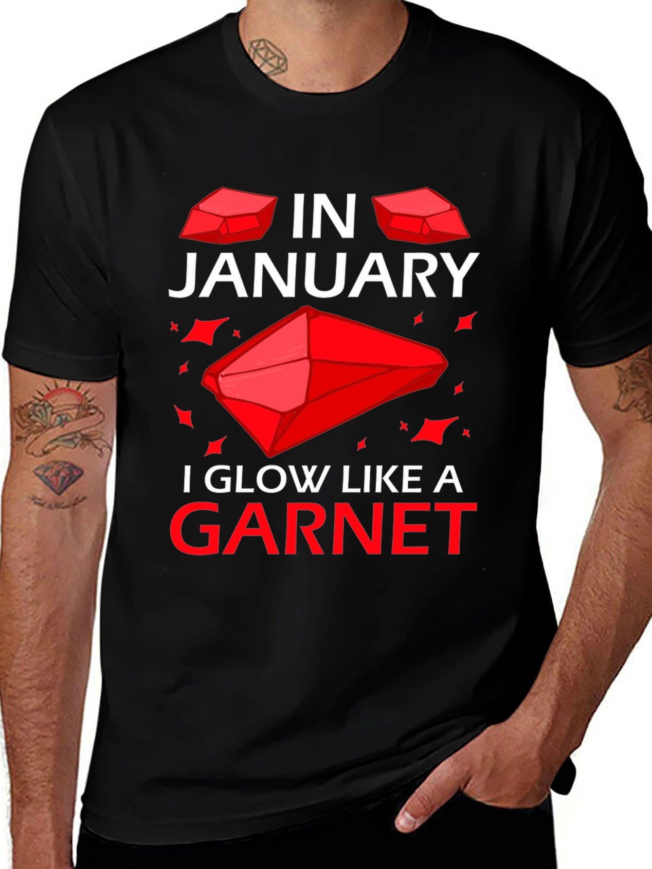 Variant 18 of January Garnet T-Shirt - Birthday Gemstone Tee