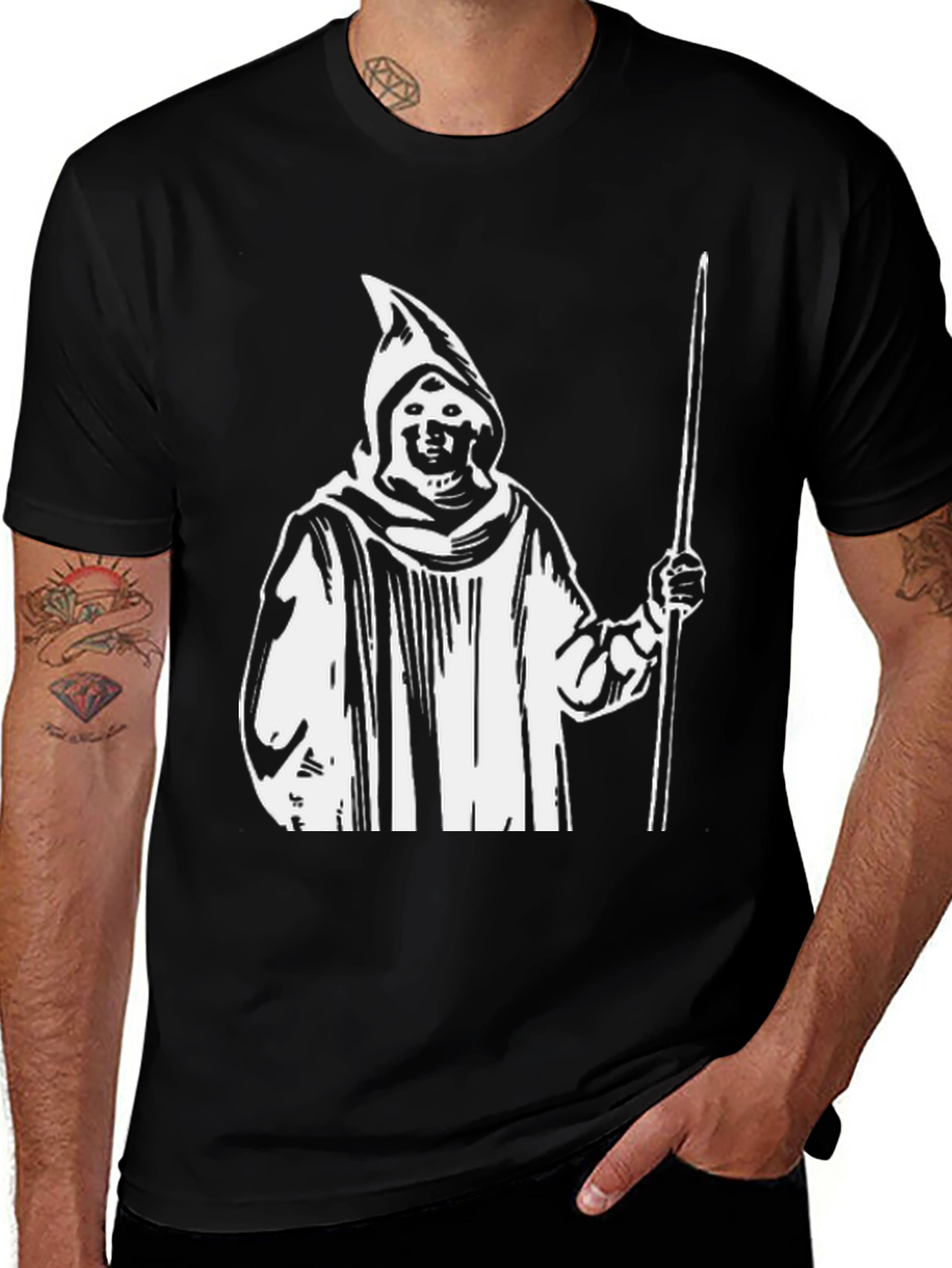 Variant 5 of Black T-Shirt with Grim Reaper Graphic Print