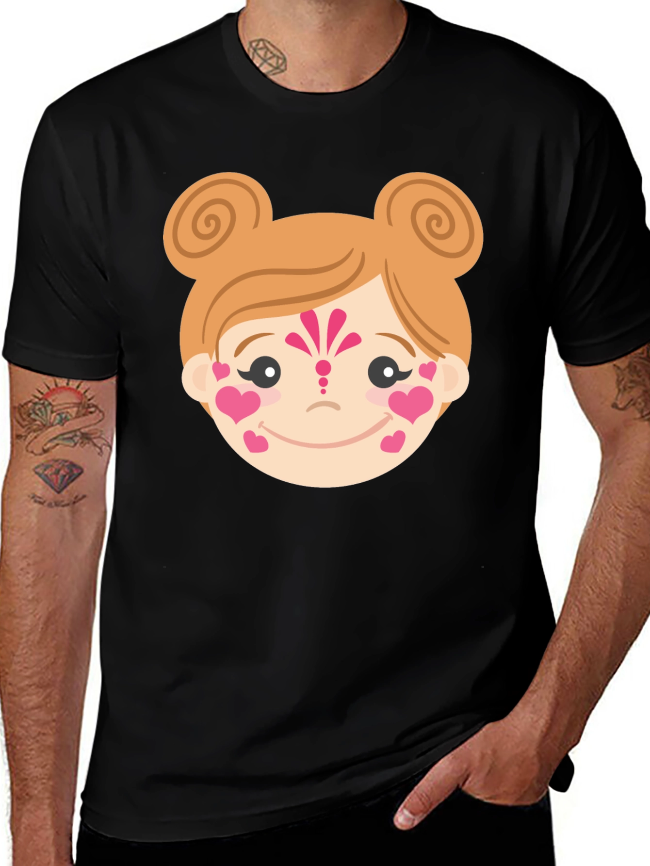 Variant 30 of Heart Face Girl Black T-Shirt