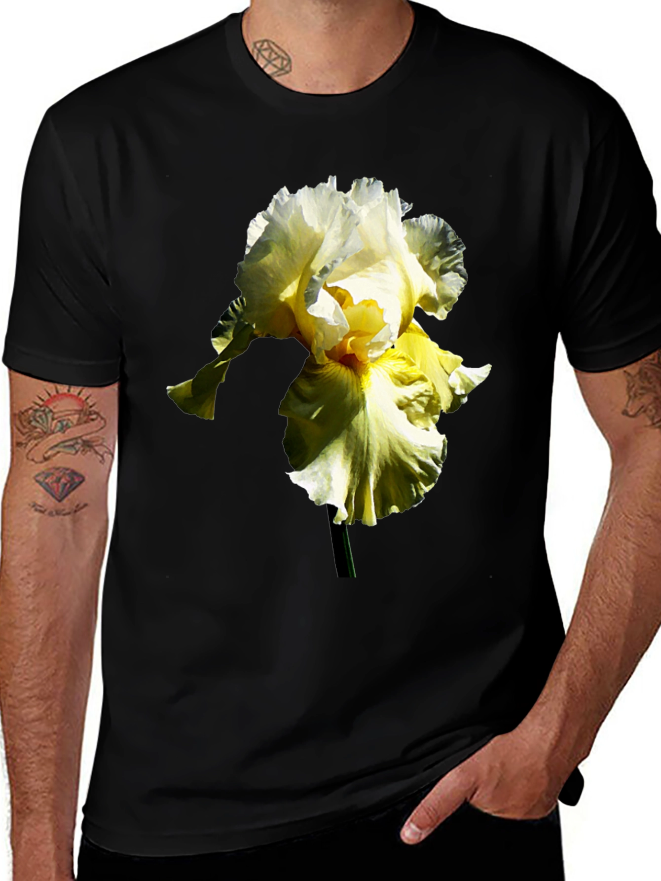 Variant 17 of Floral Iris Graphic Black T-Shirt