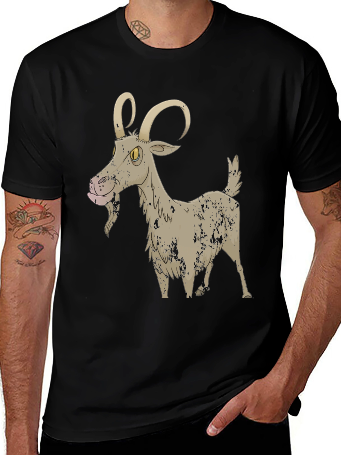 Variant 30 of Goat Graphic Tee - Men's Black T-Shirt