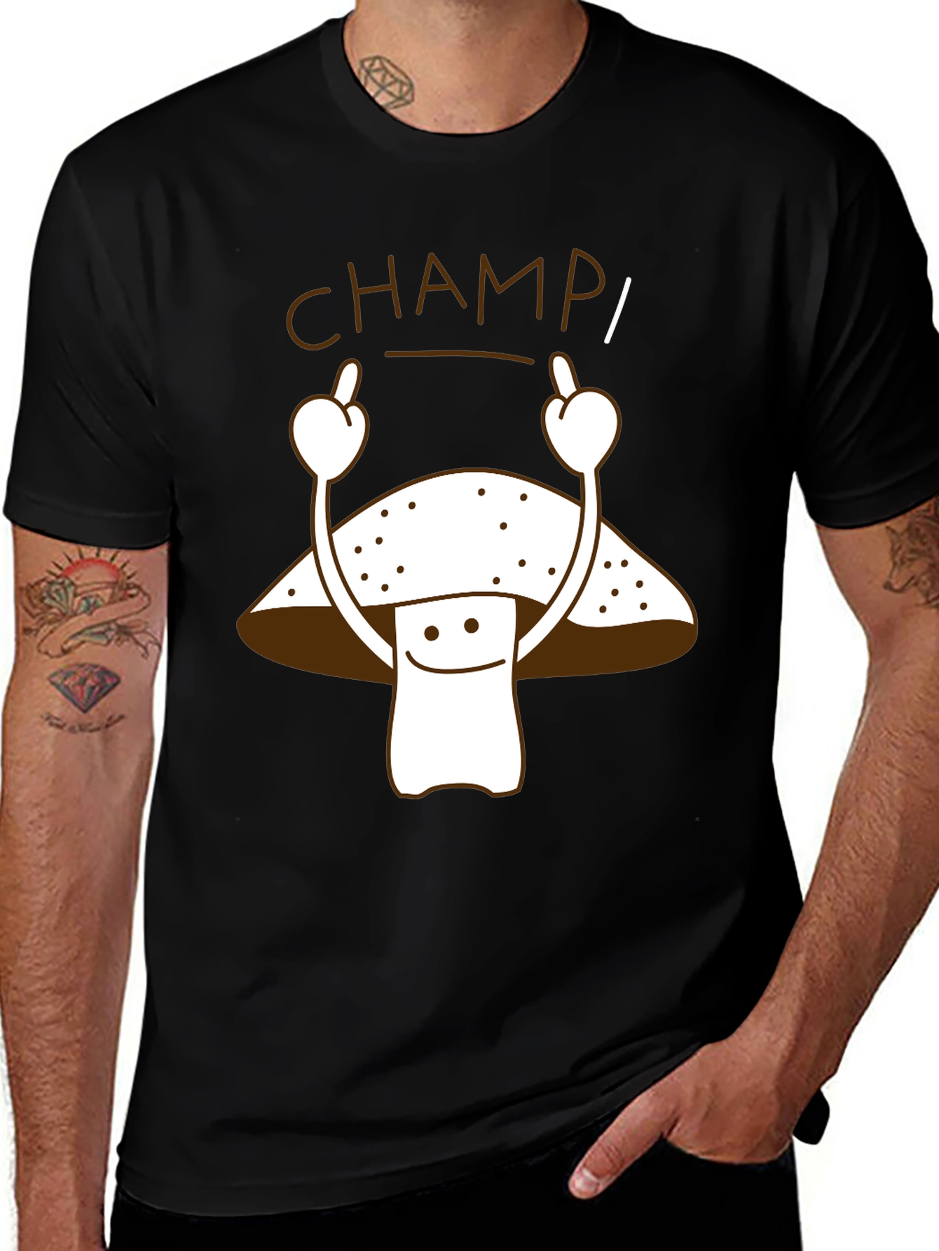 Variant 29 of Funny Mushroom Graphic Tee - Champ!