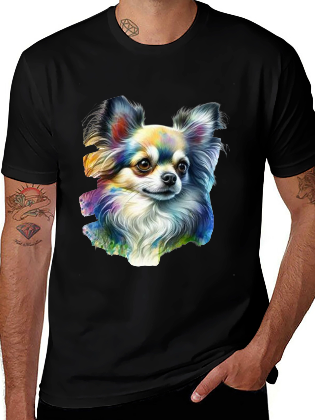 Variant 16 of Chihuahua Dog Graphic Black T-Shirt