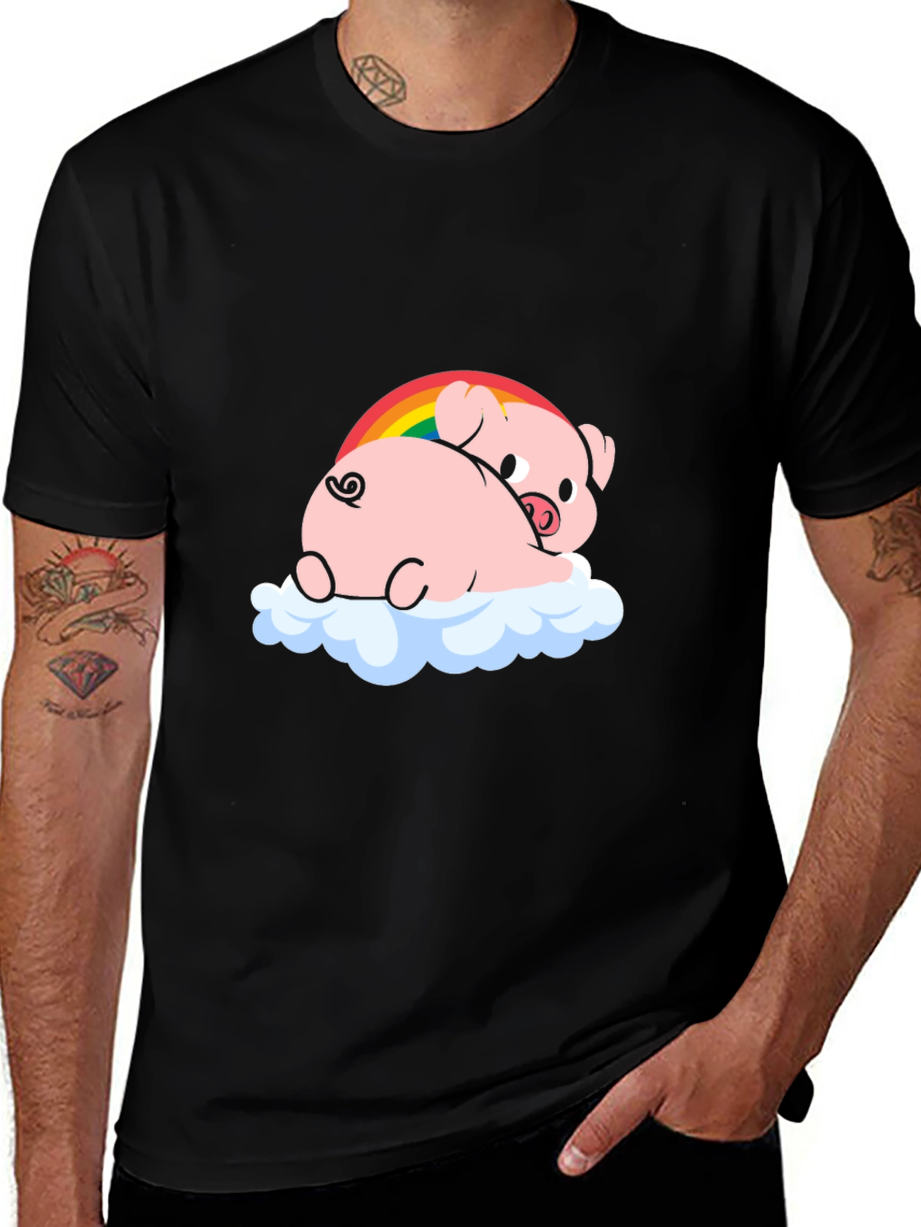 Variant 26 of Cute Pig Rainbow Cloud Graphic T-Shirt