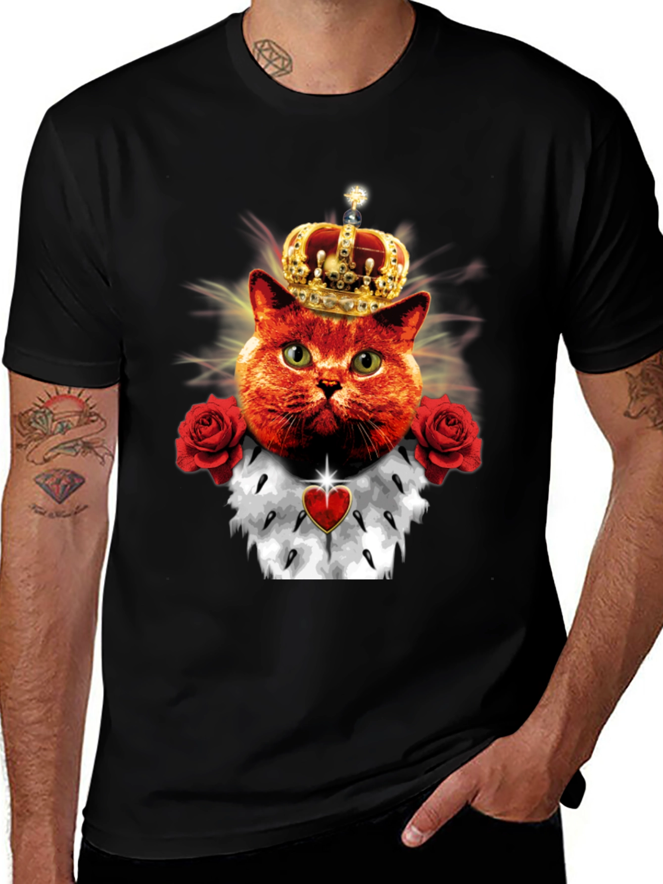 Variant 29 of King Cat T-Shirt - Royal Feline Design