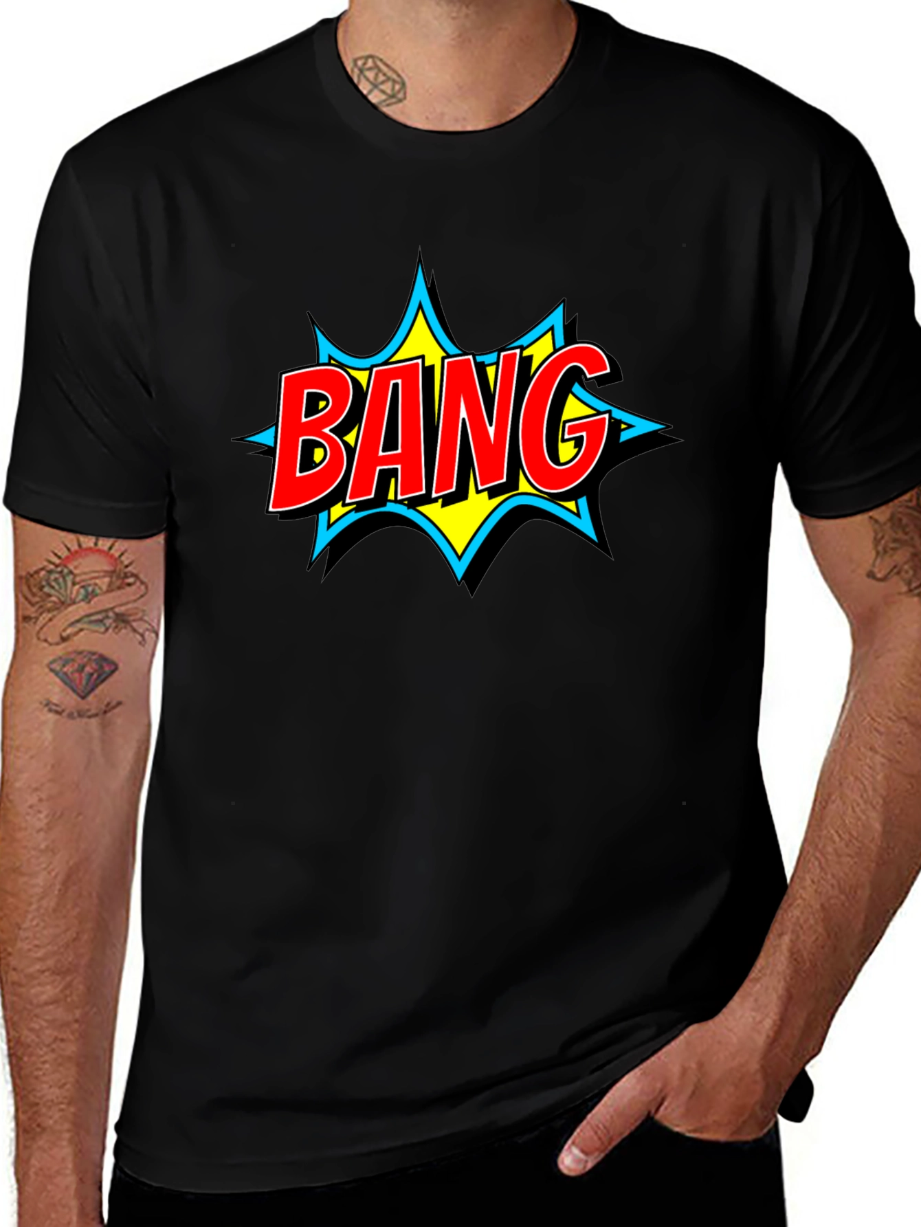 Bang! Comic Book Style Graphic Tee - Black