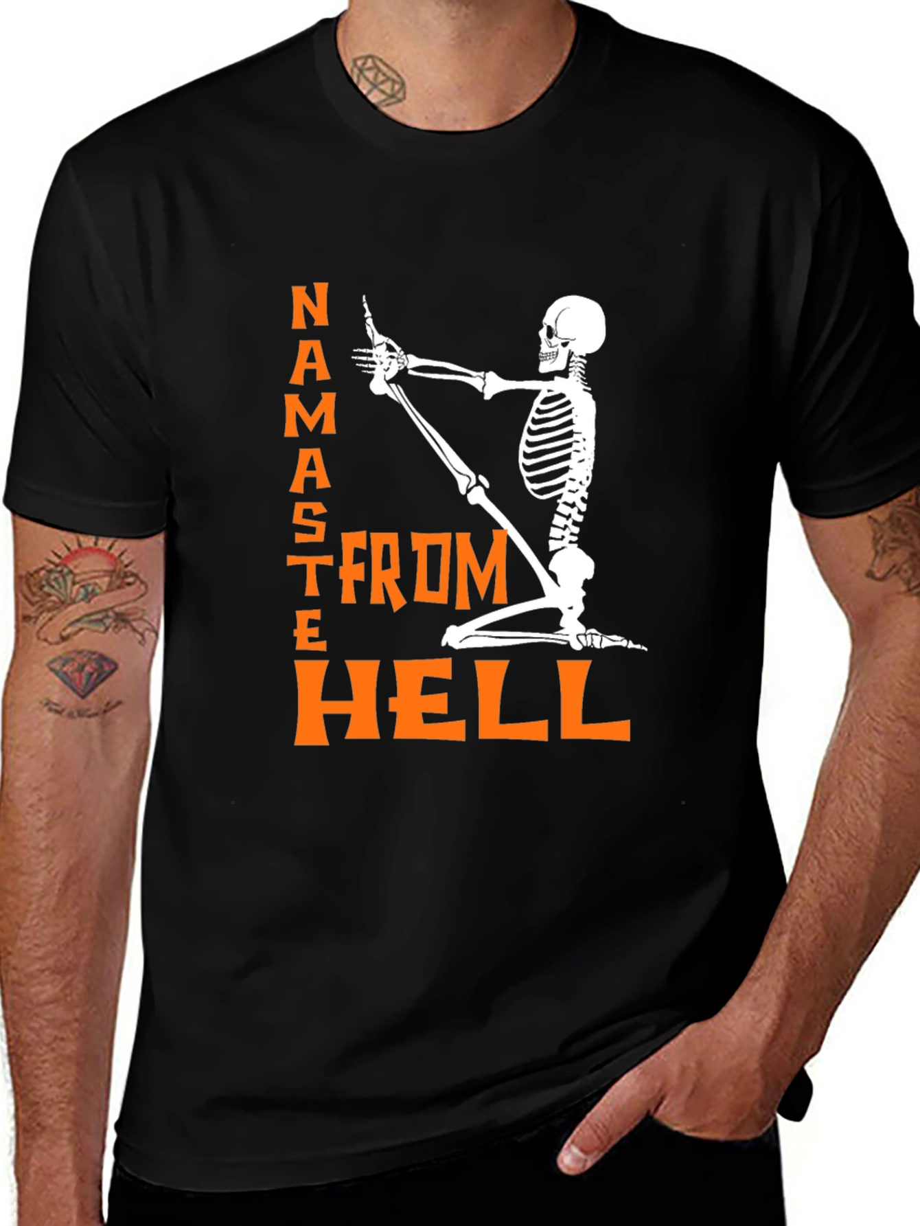 Variant 5 of Namaste From Hell Black T-Shirt Skeleton Yoga