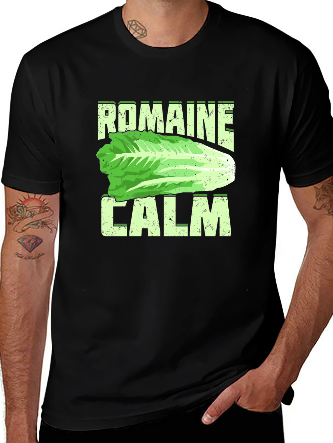 Romaine Calm Funny Lettuce Graphic Men's T-Shirt