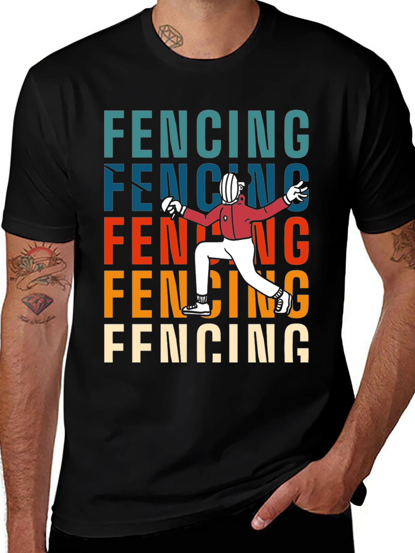 Variant 20 of Fencing Retro Style T-Shirt
