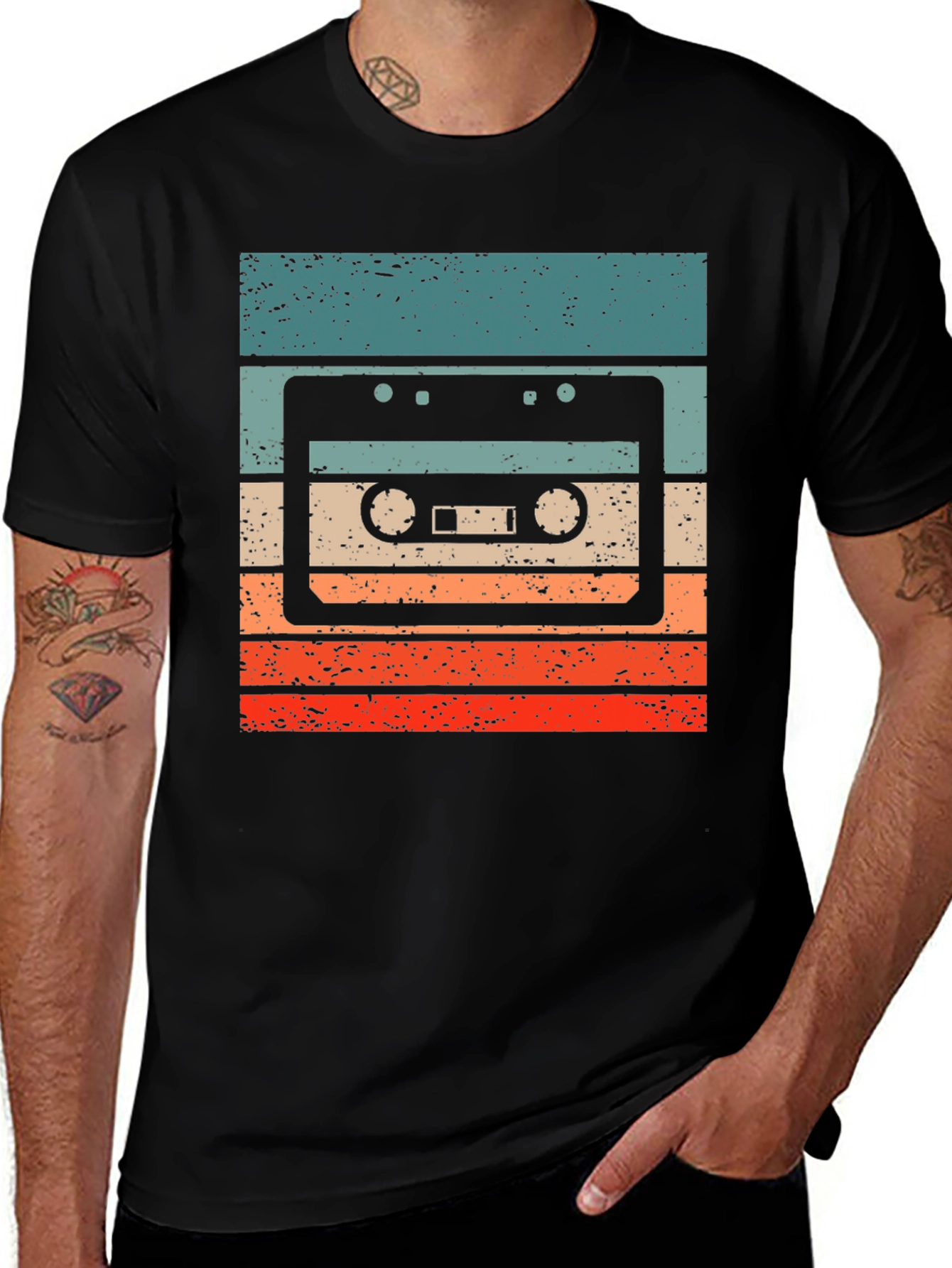 Black Retro Cassette Tape T-Shirt - Vintage Style main image