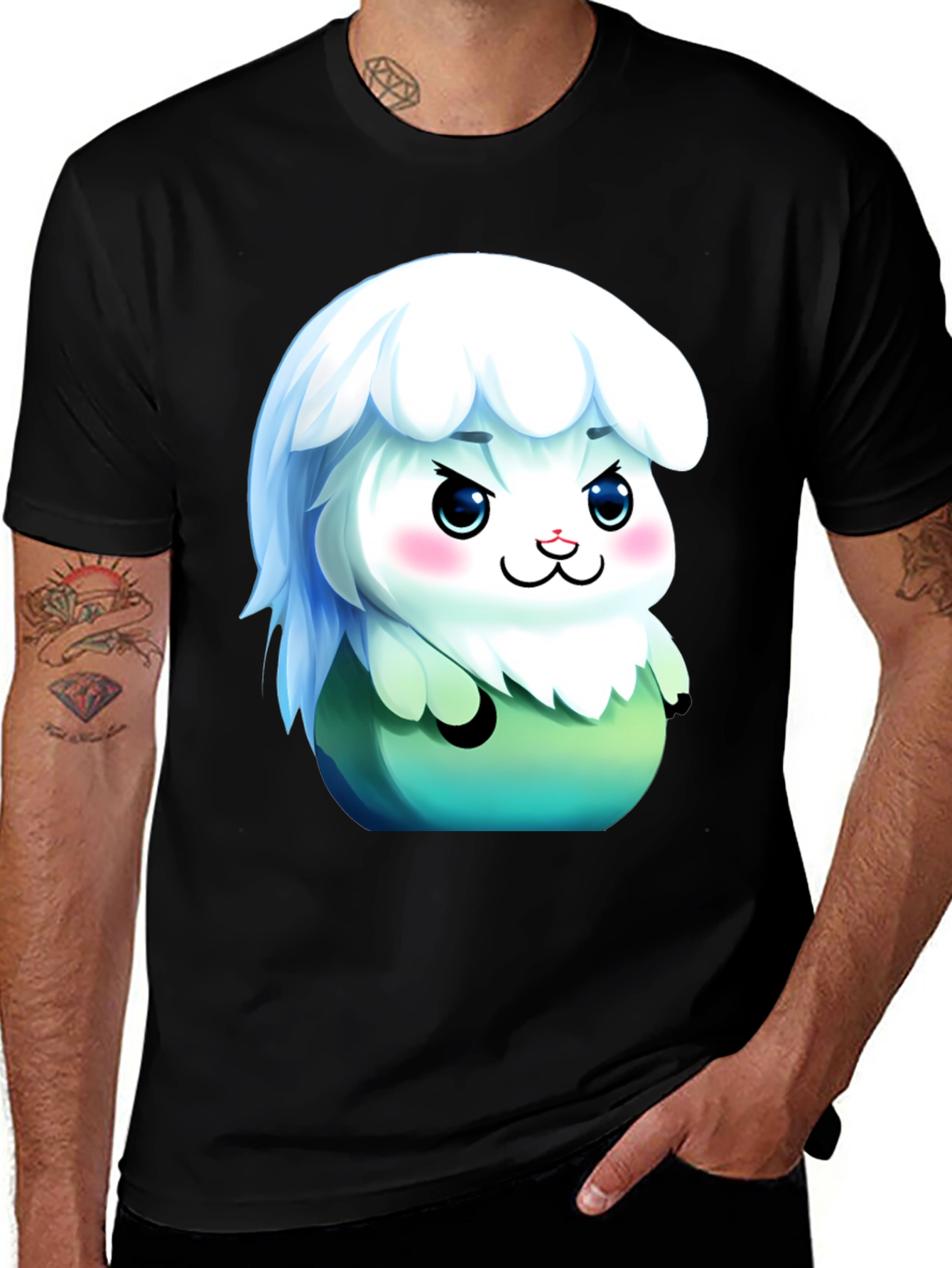 Variant 13 of Cute Creature Graphic Tee - Black Unisex Shirt