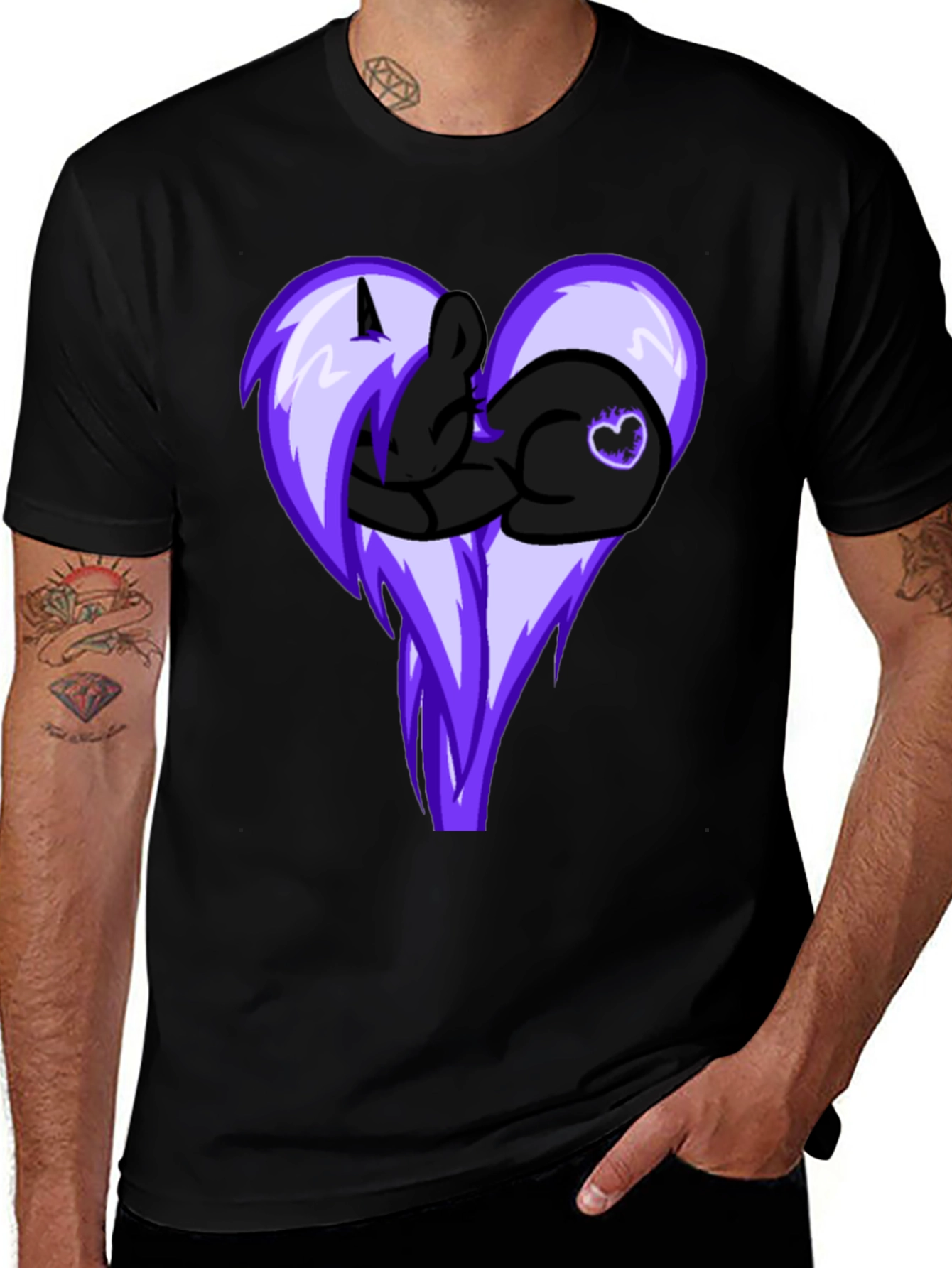 Variant 18 of Heart Pony Graphic Tee - Black