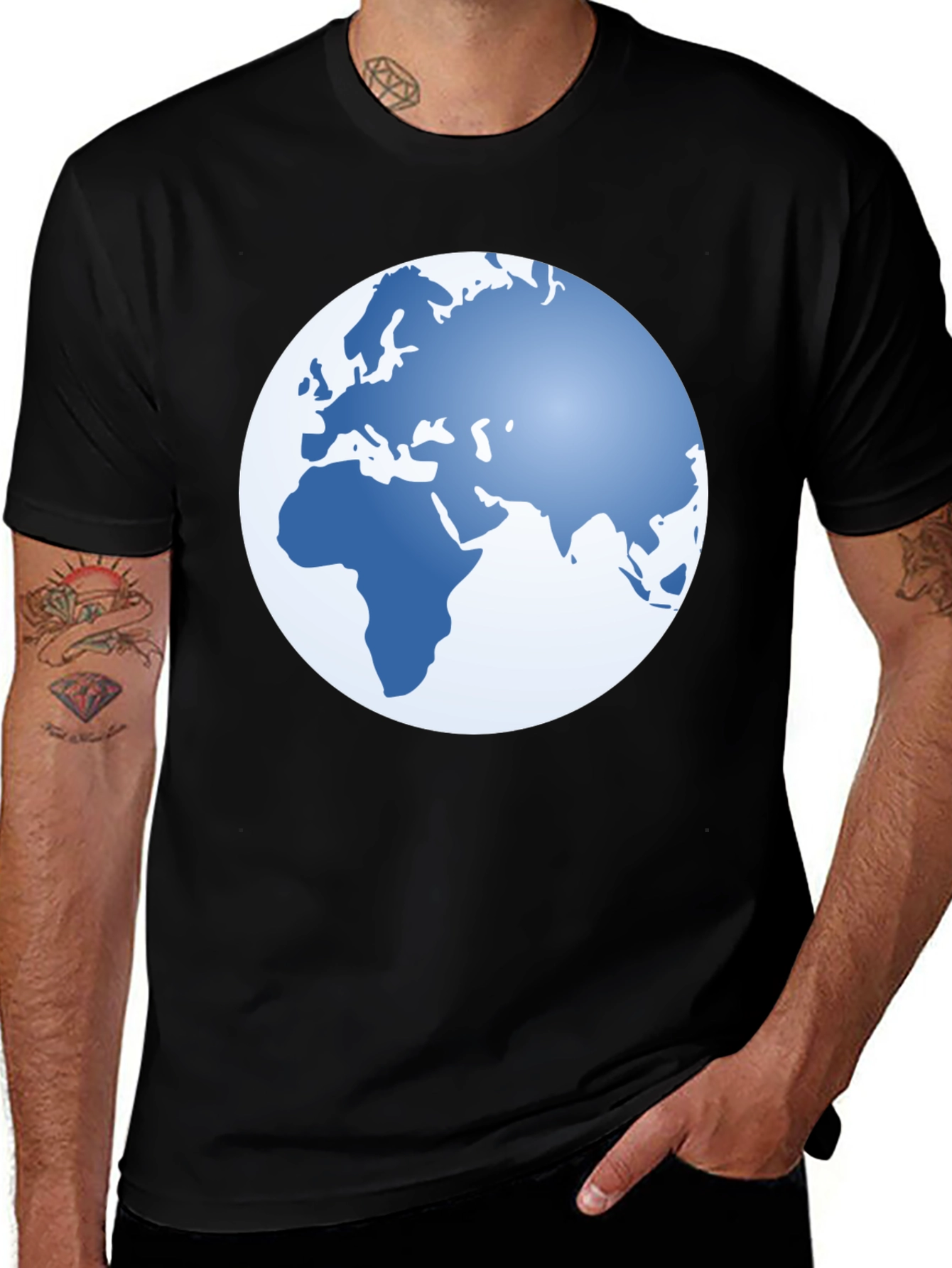 Variant 21 of World Map Graphic T-Shirt - Black Casual Tee