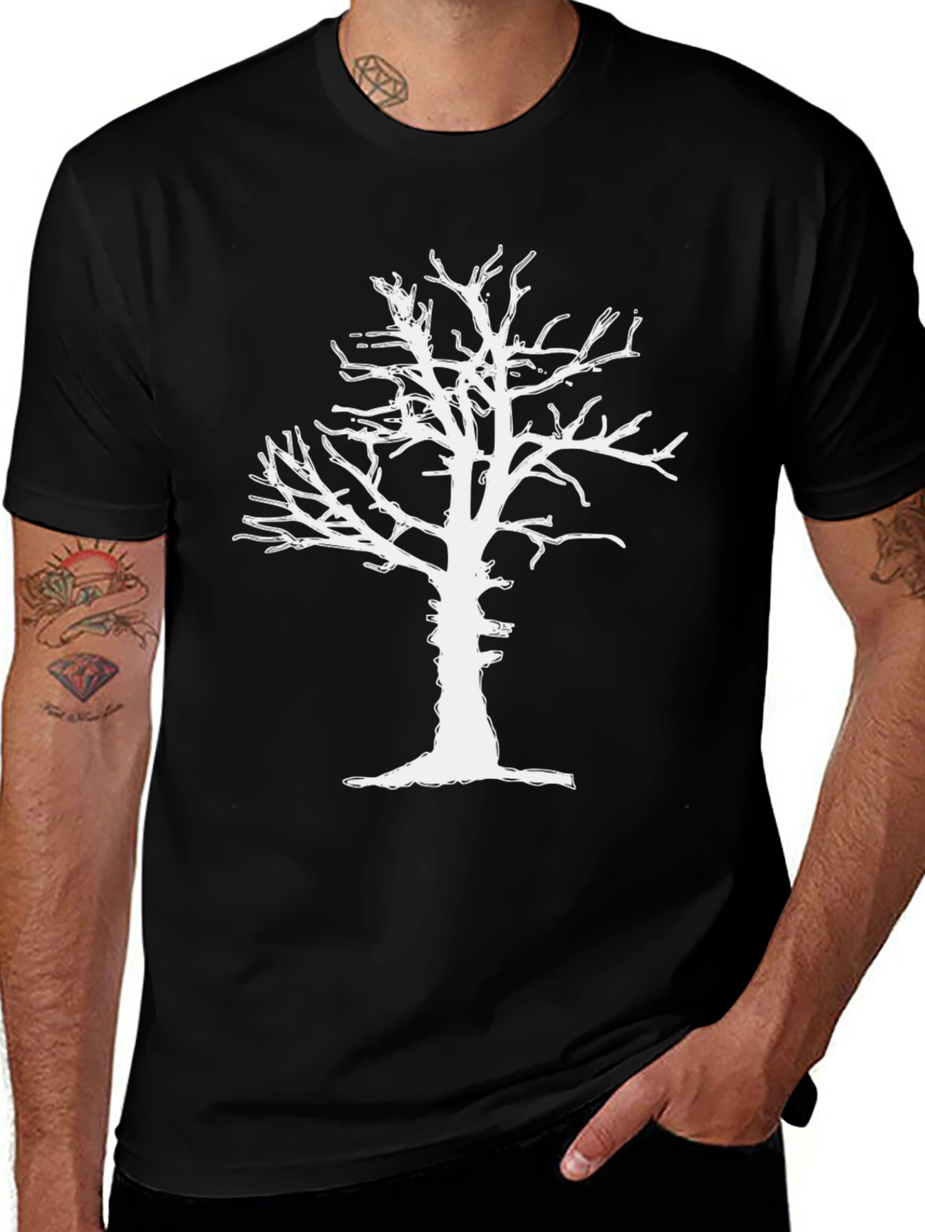 Variant 4 of White Tree Graphic Black T-Shirt