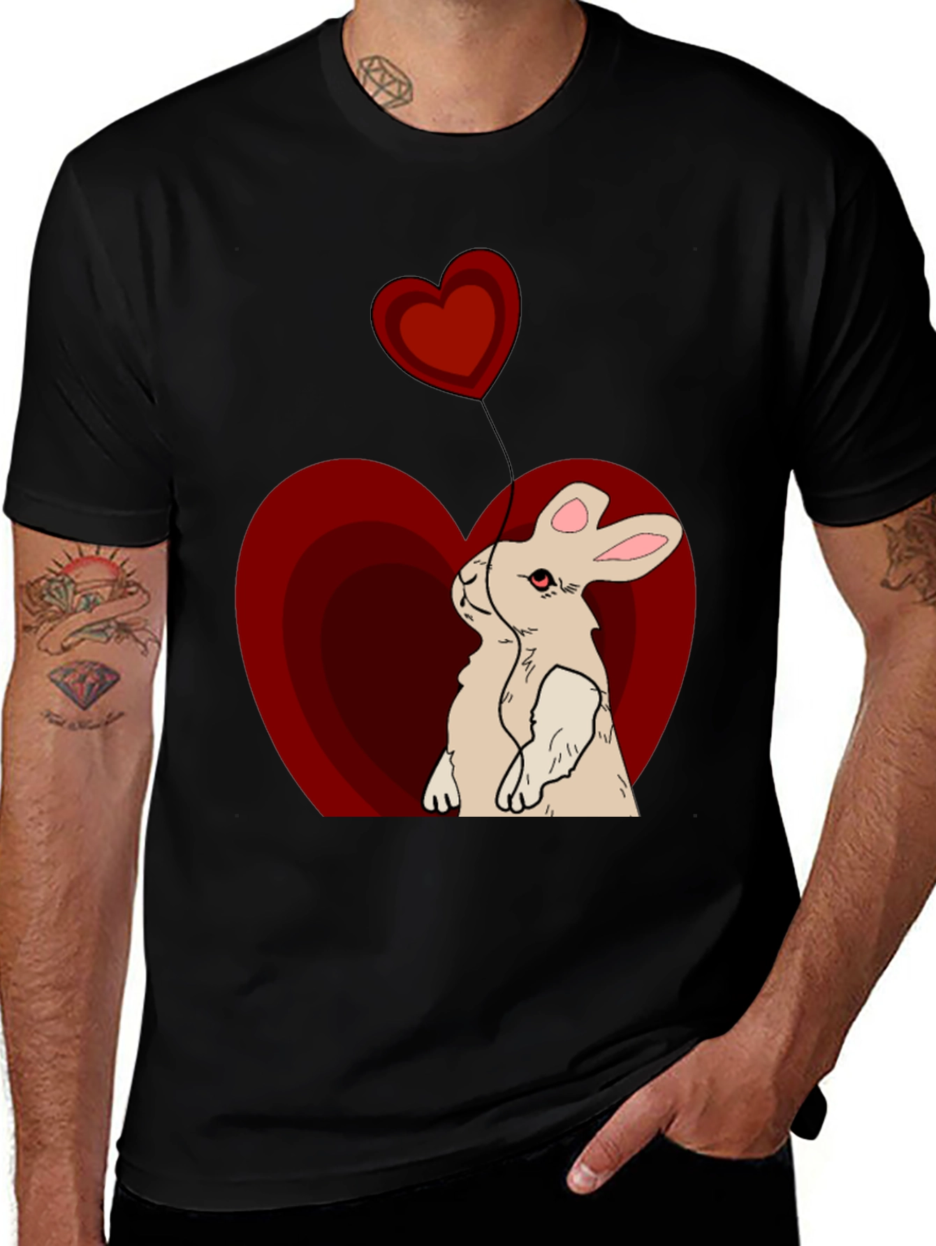Variant 4 of Rabbit Heart Balloon T-Shirt - Cute Graphic Tee