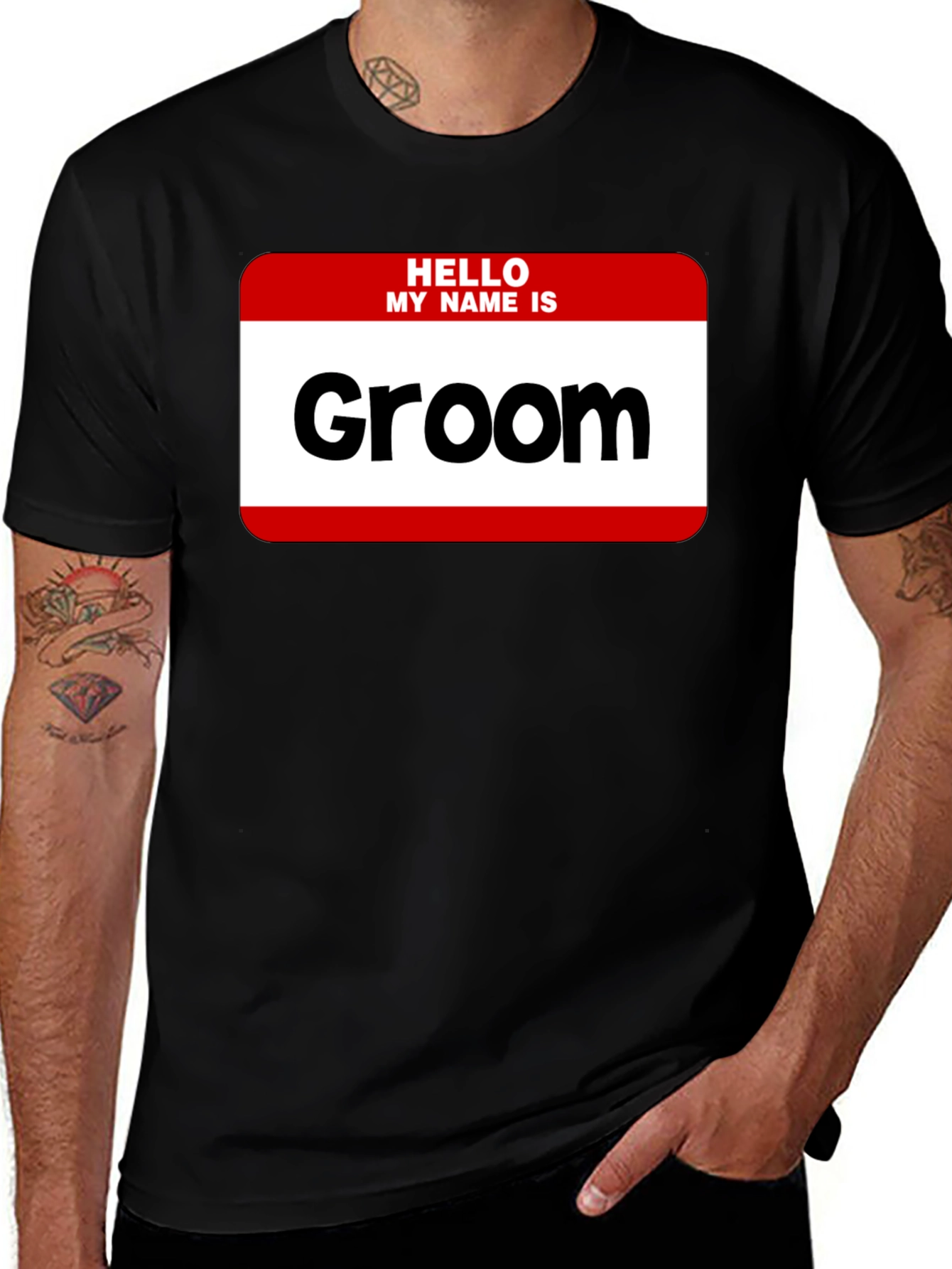 Groom T-Shirt - Hello My Name Is Wedding Party