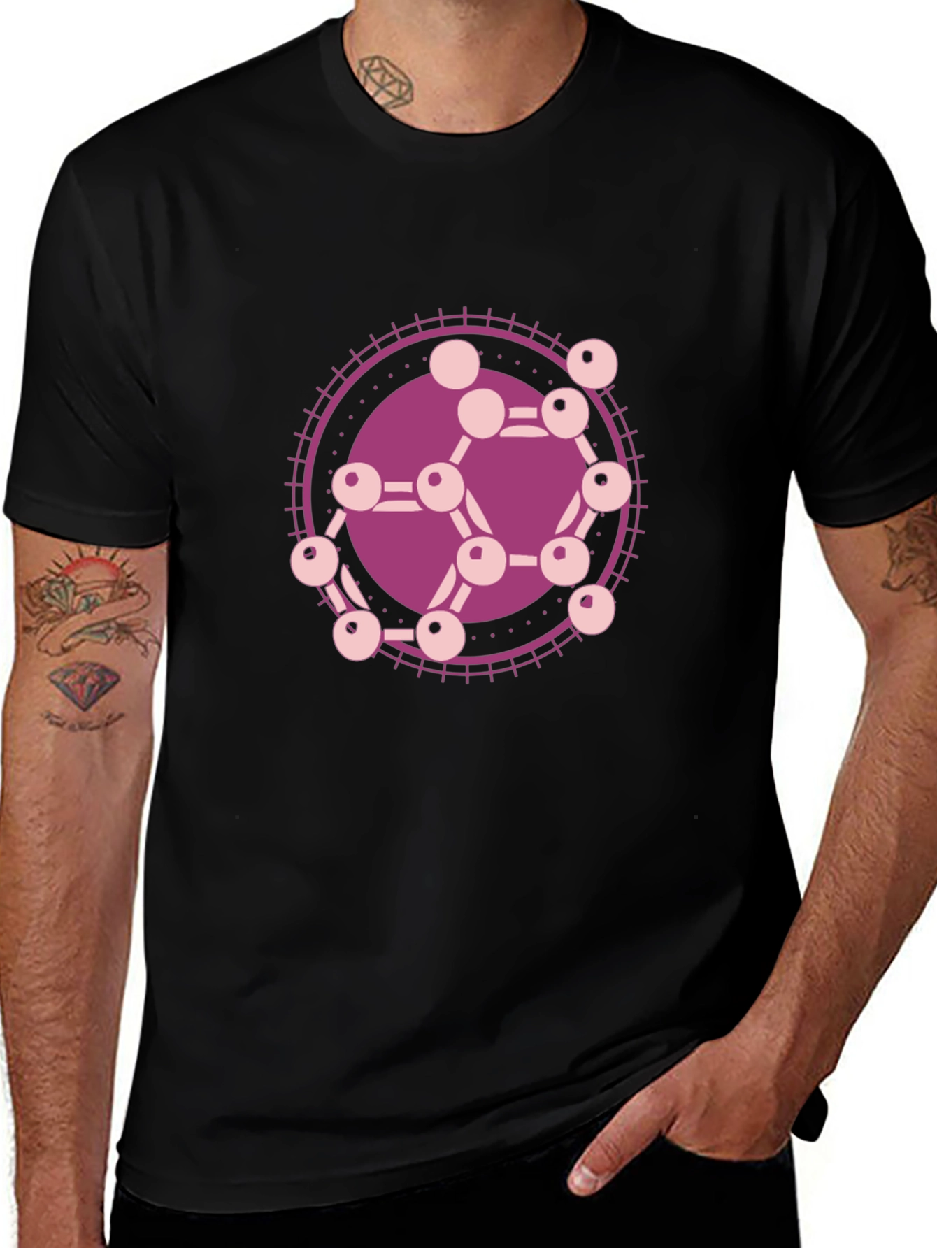 Variant 8 of Geometric Molecule Graphic Tee - Stylish Black Shirt