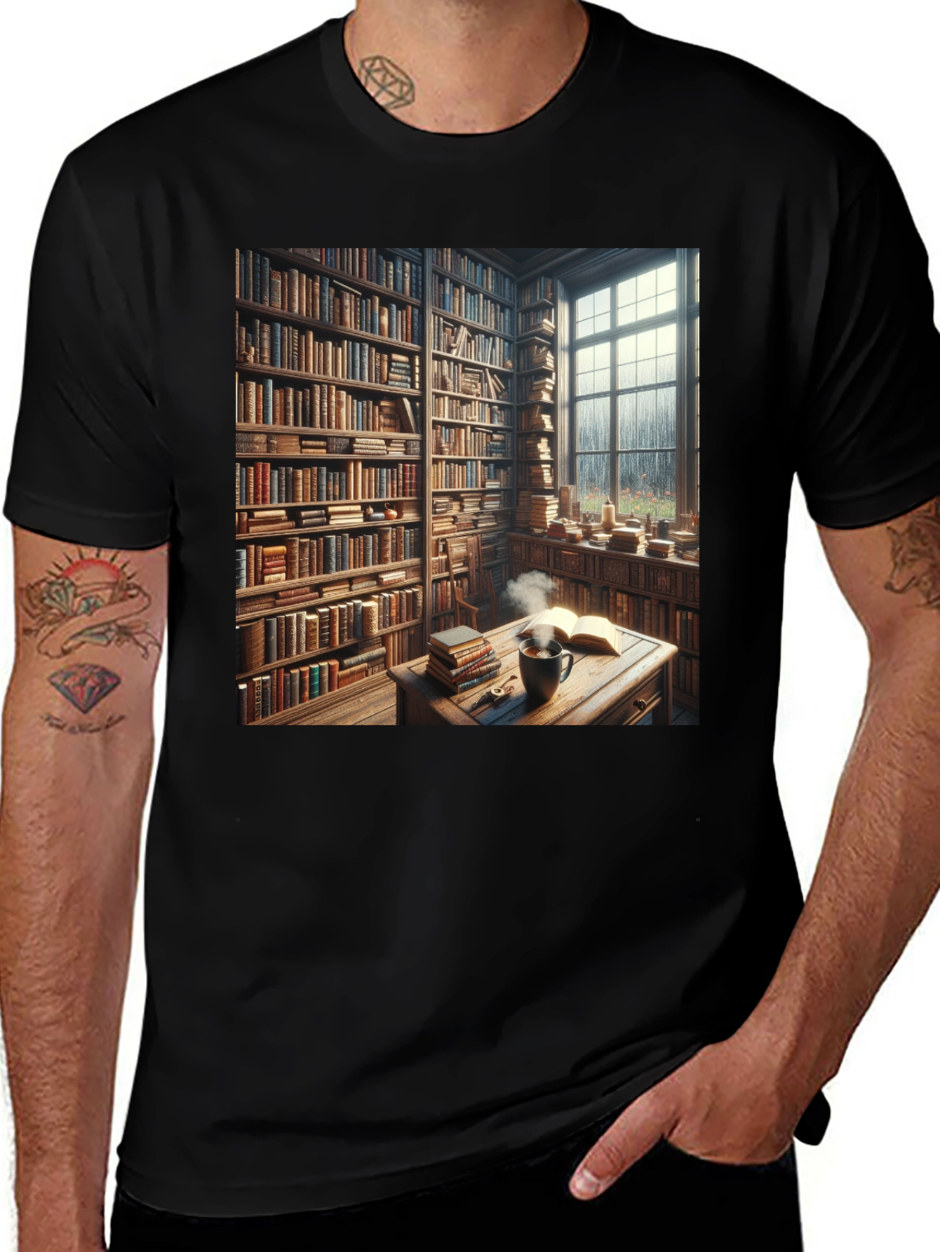 Variant 11 of Book Lover's Cozy Library T-Shirt