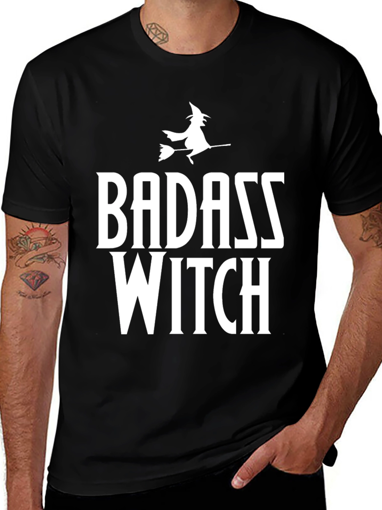 Variant 24 of Badass Witch Graphic T-Shirt - Halloween Tee