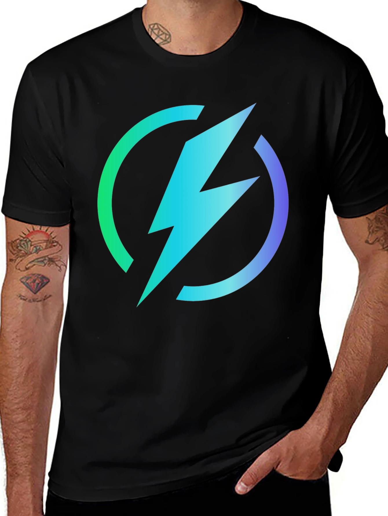Electric Bolt Tee - Gradient Circle Design