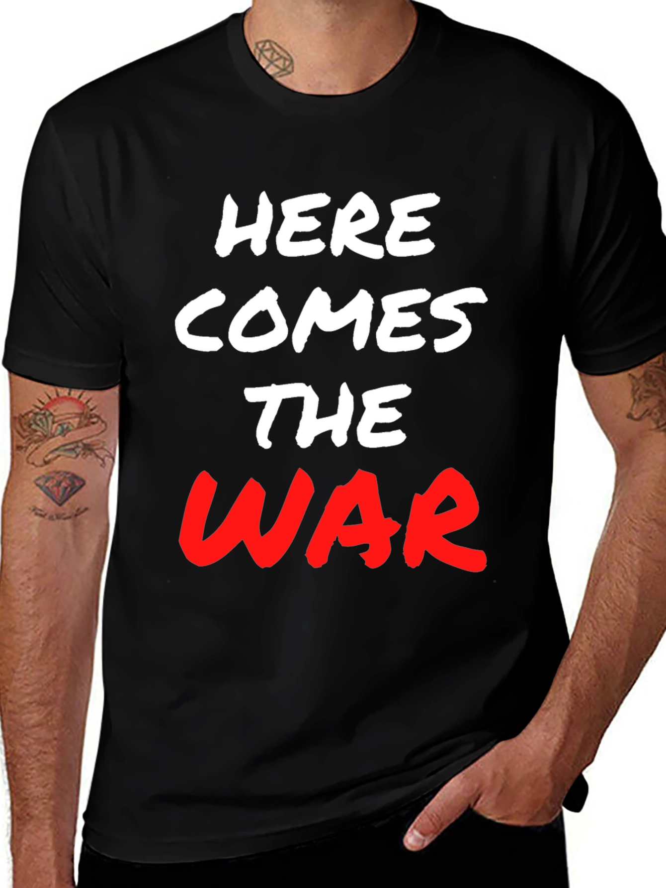 Variant 20 of Here Comes The War Graphic Tee - Bold Statement Shirt
