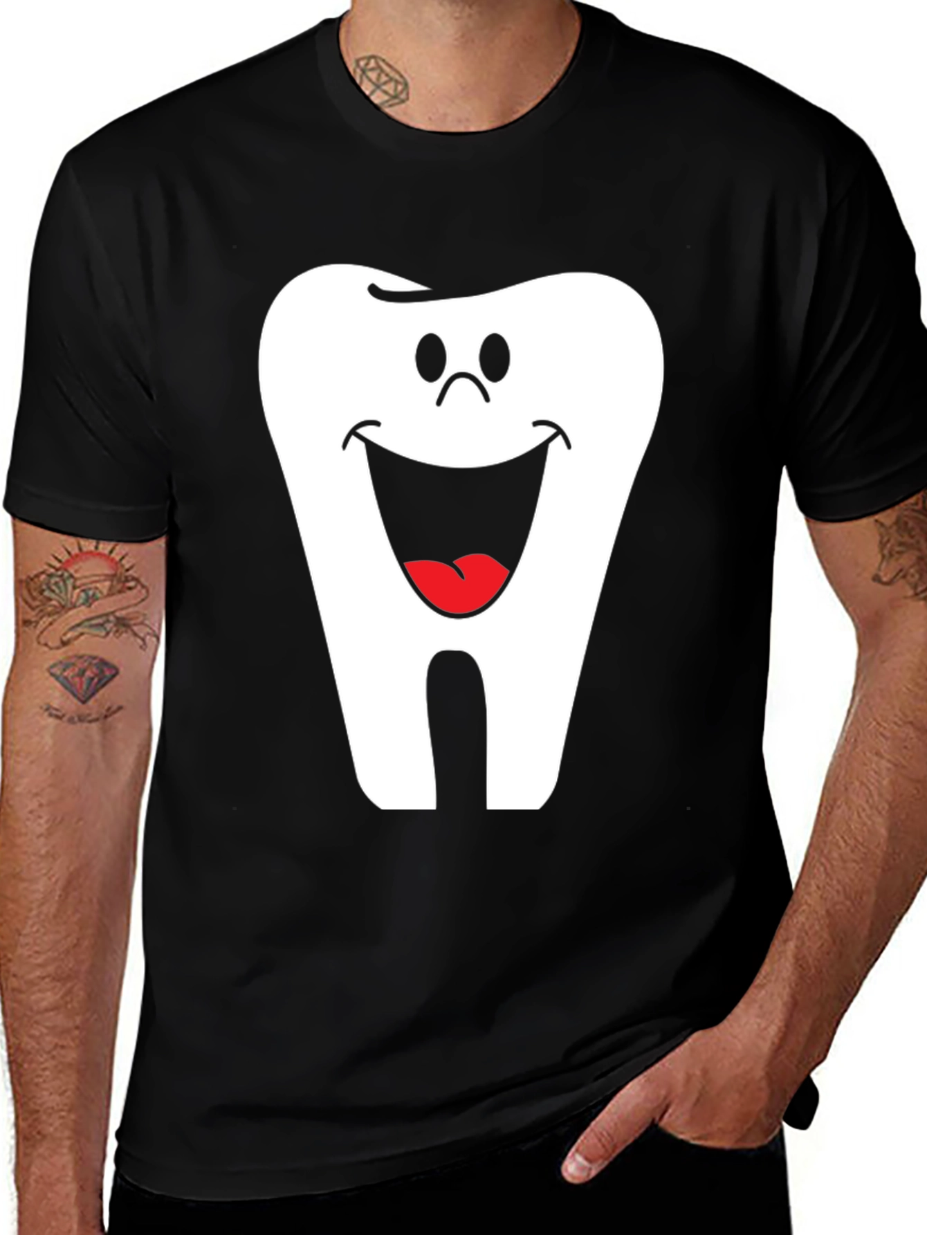 Variant 27 of Smiling Tooth Graphic T-Shirt - Dentist Humor Tee