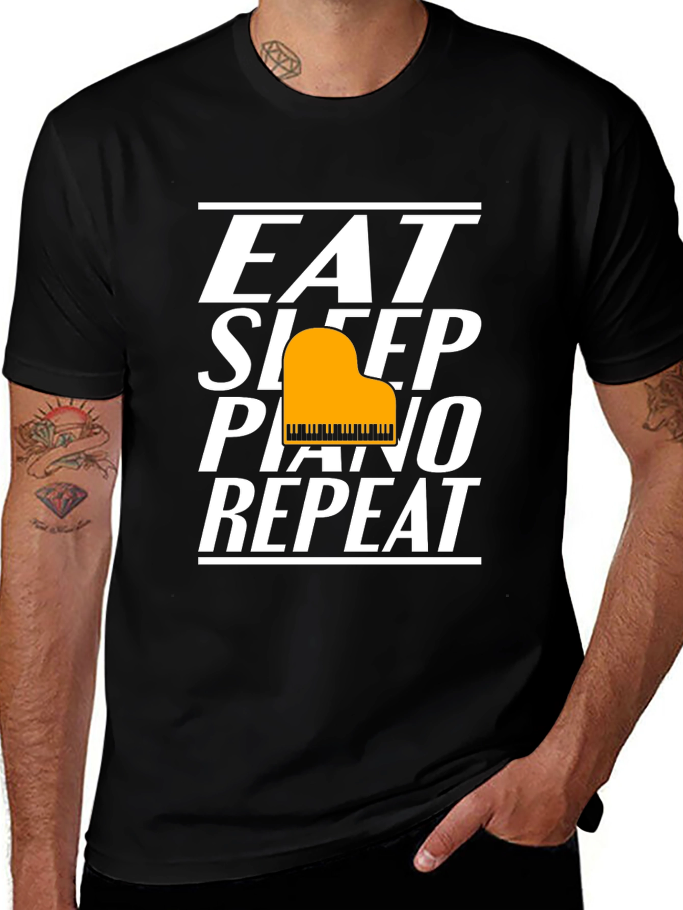 Variant 6 of Eat Sleep Piano Repeat Black T-Shirt