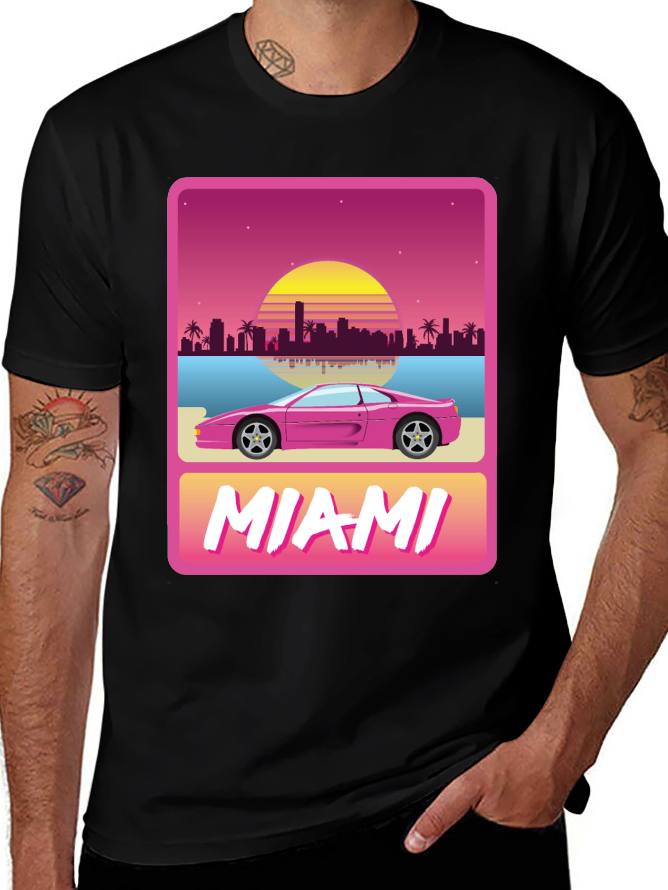 Variant 26 of Miami Vice Style T-Shirt with Retro Car & Cityscape