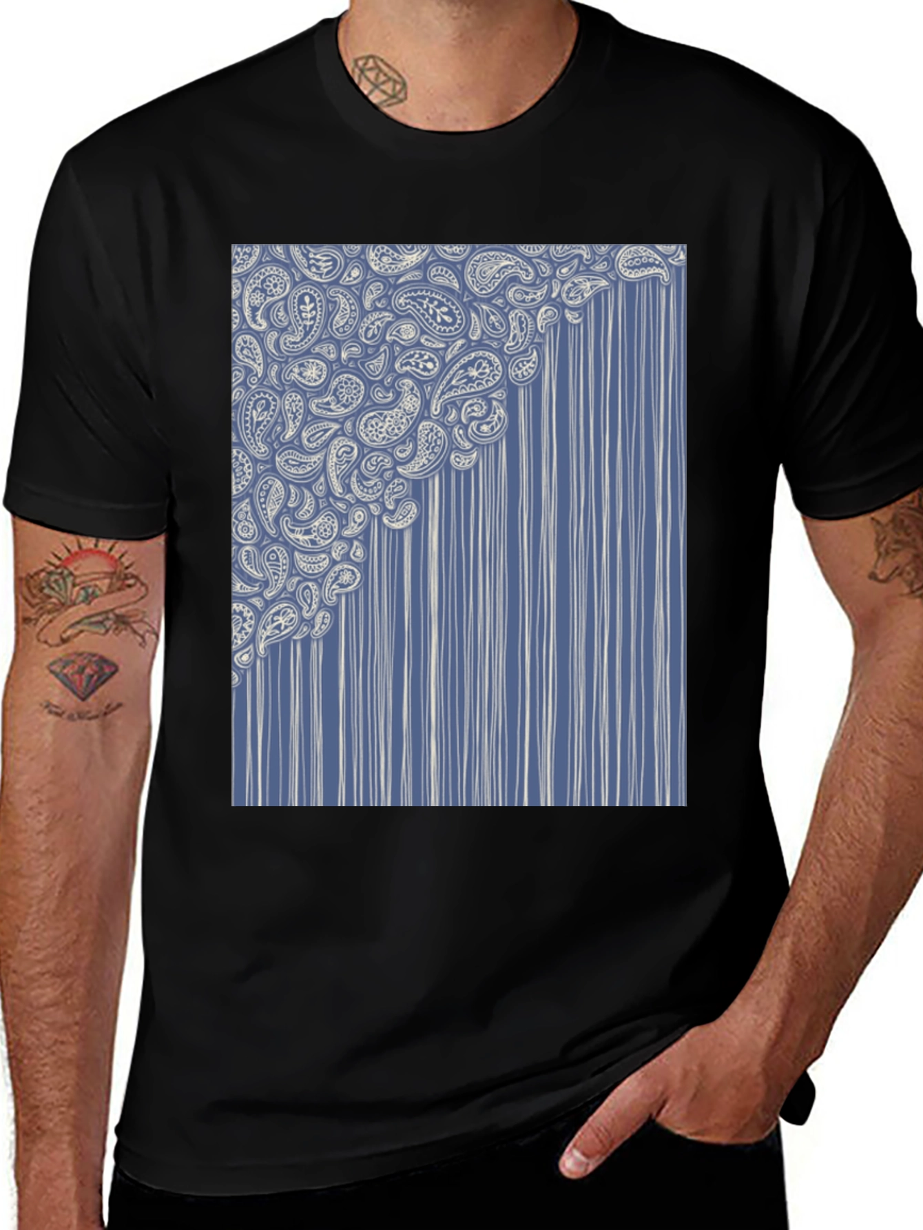 Variant 24 of Paisley Cascade Graphic Tee - Stylish Comfort