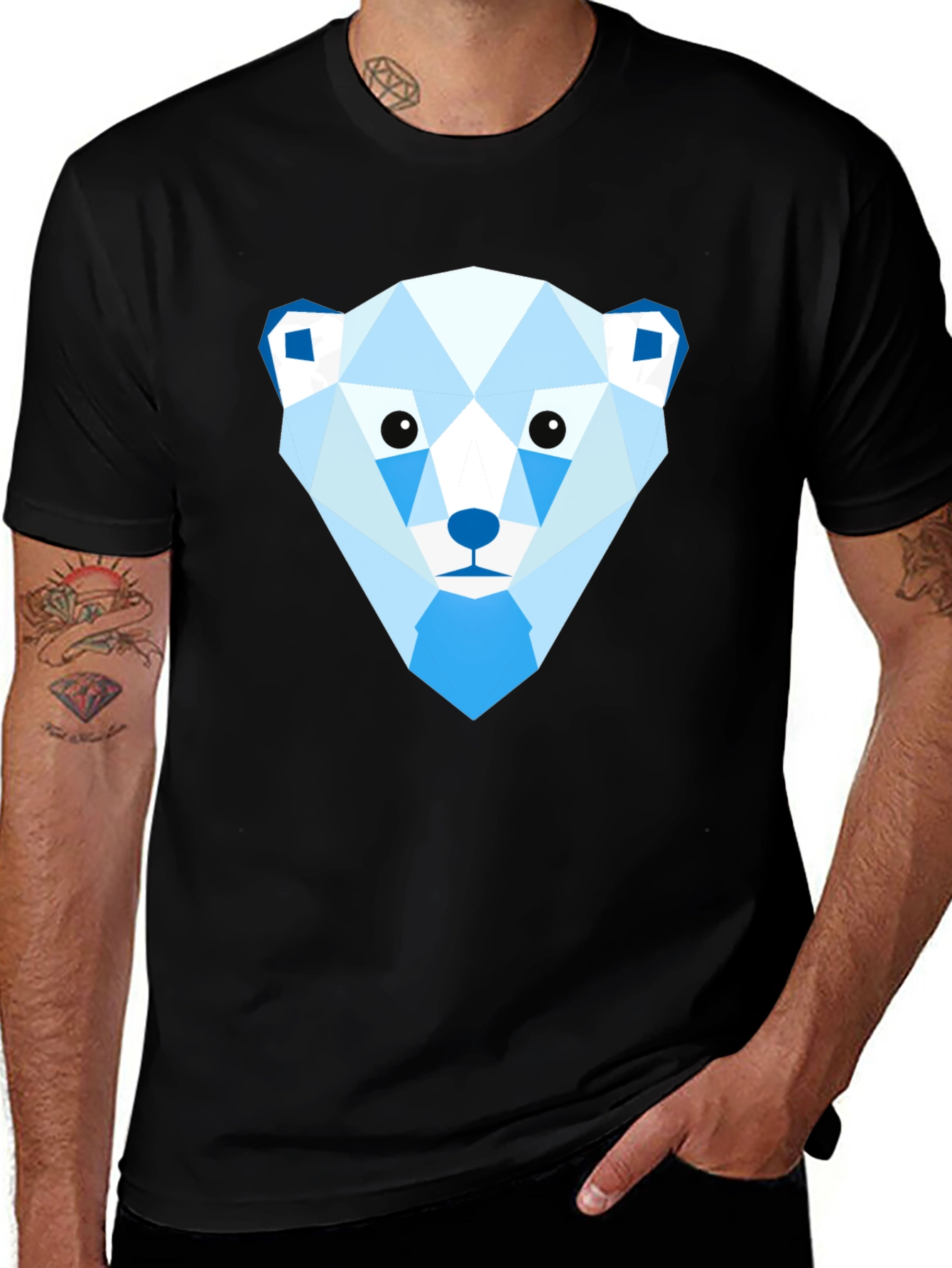 Variant 14 of Geometric Polar Bear Black T-Shirt