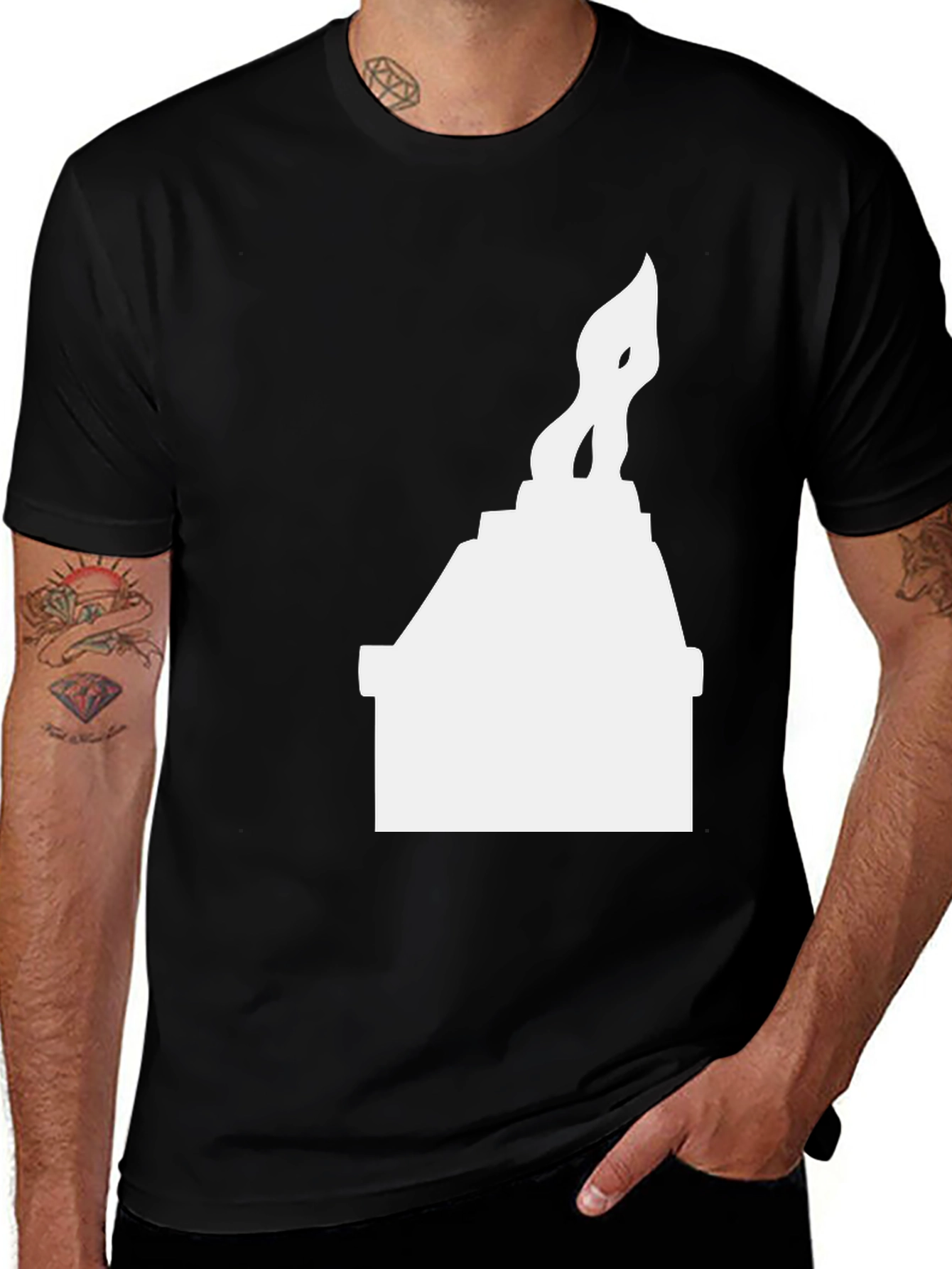 Variant 17 of Burning House Graphic Tee - Black Cotton T-Shirt