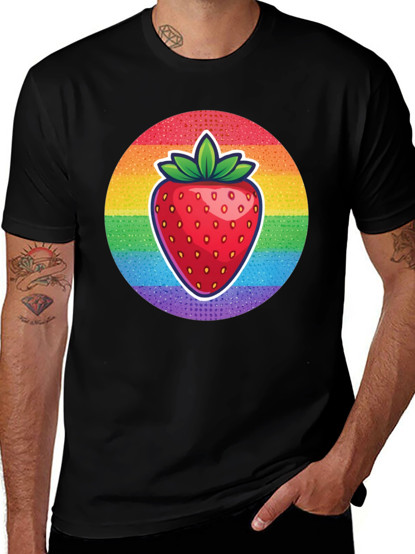 Variant 29 of Rainbow Strawberry Graphic Tee - Unisex