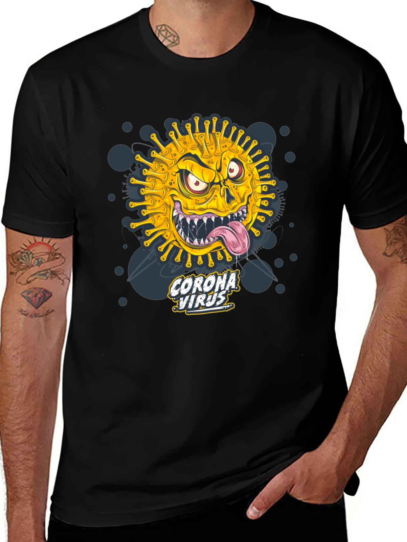 Variant 16 of Corona Virus Graphic T-Shirt - Men's Black Tee