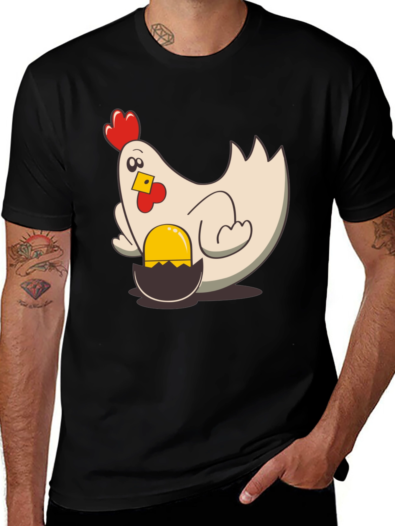 Variant 15 of Funny Chicken and Egg Cartoon T-Shirt