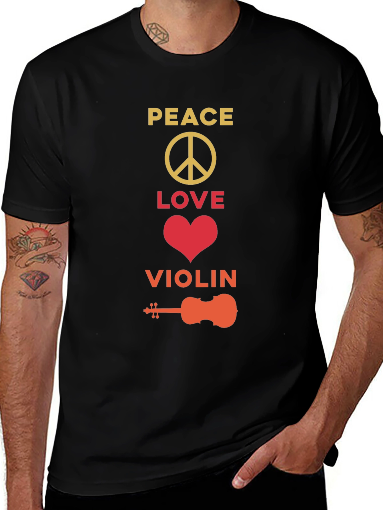 Variant 10 of Peace Love Violin T-Shirt - Musical Passion Tee