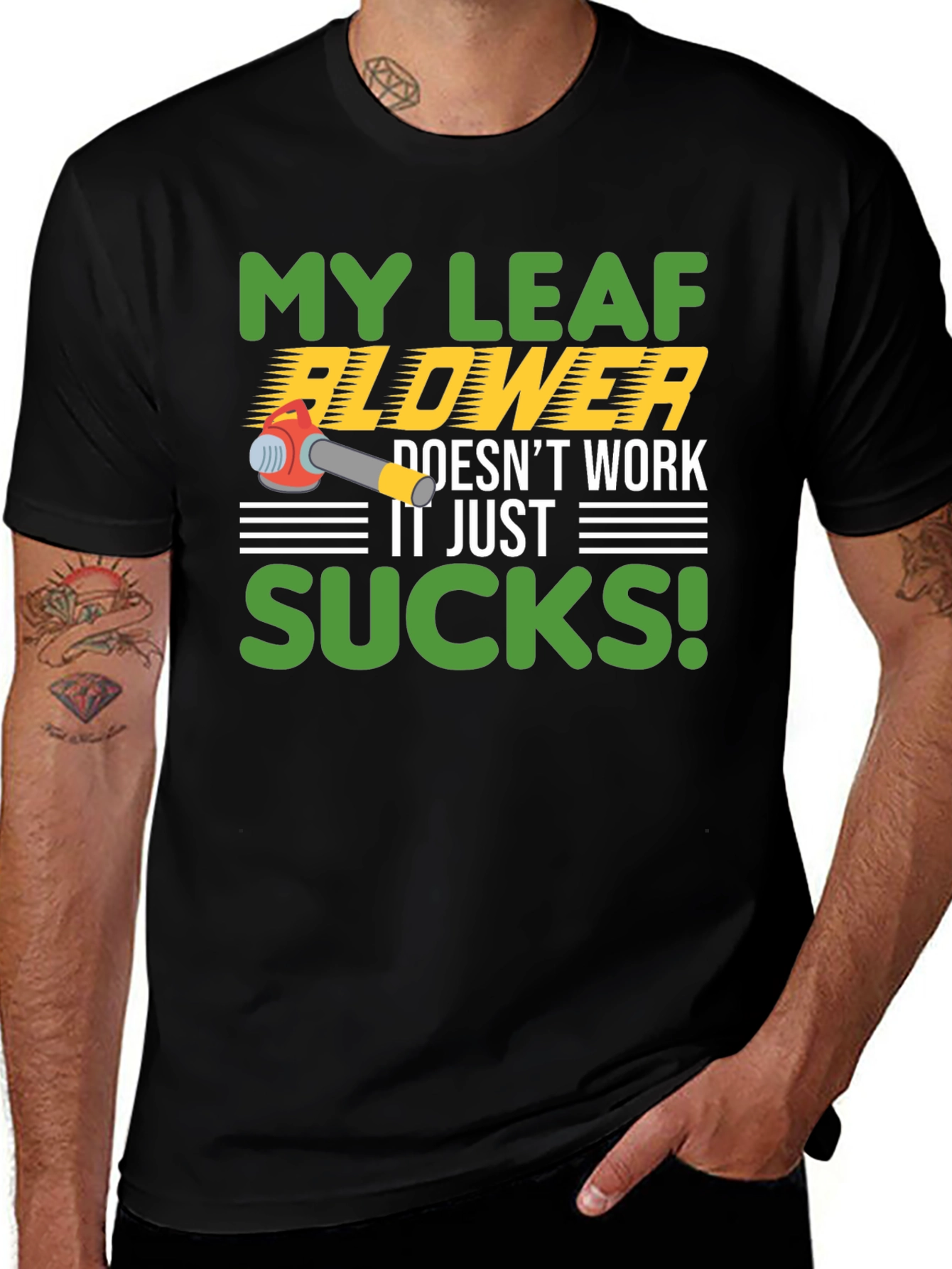 Variant 17 of Funny Leaf Blower T-Shirt - It Just Sucks!