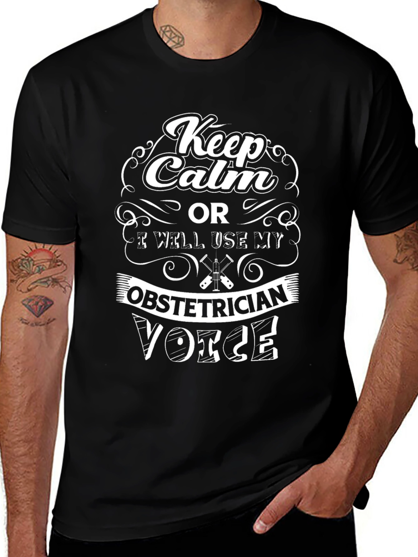 Variant 7 of Keep Calm Obstetrician Voice T-Shirt