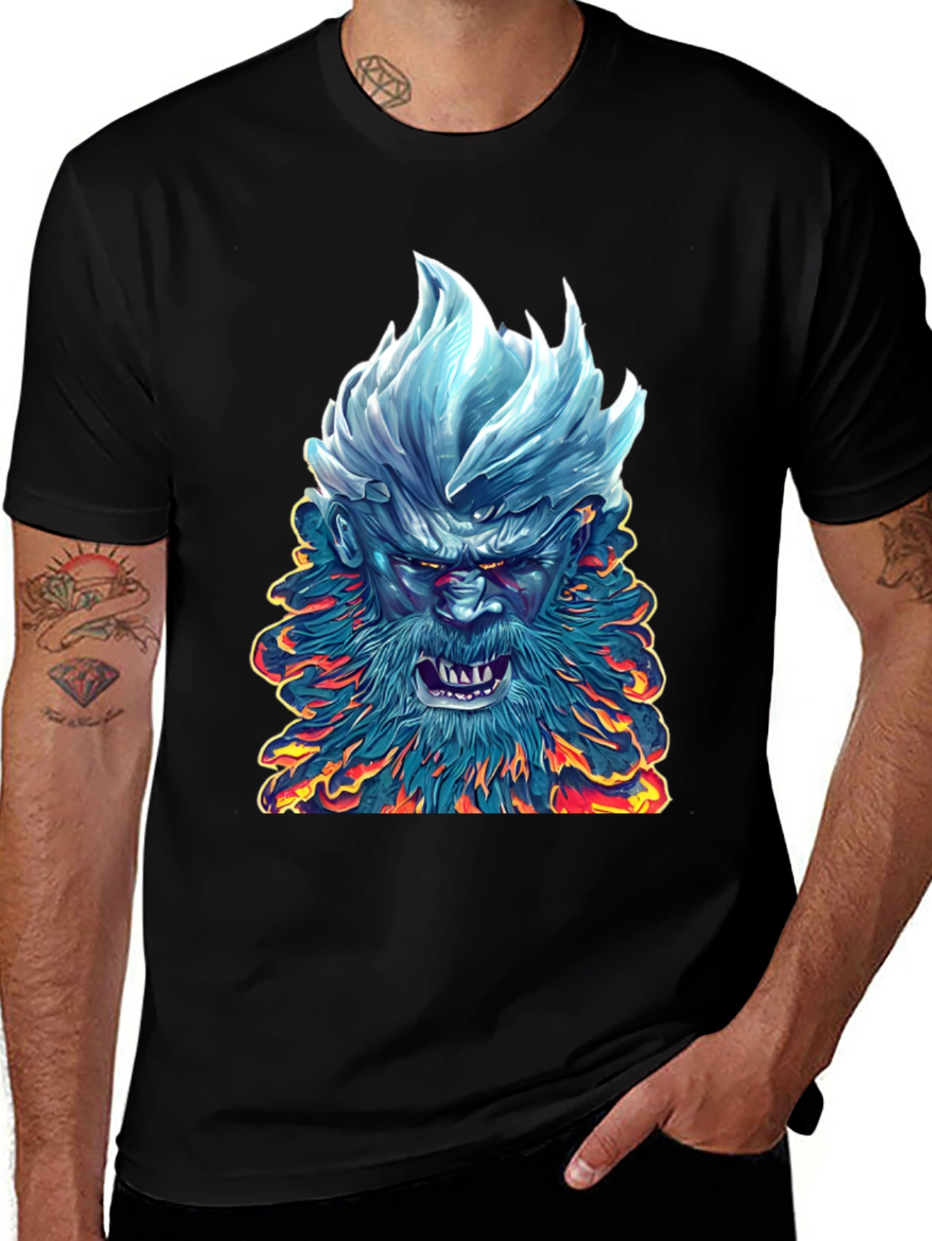 Black Ice & Fire Demon Graphic Tee - Black main image