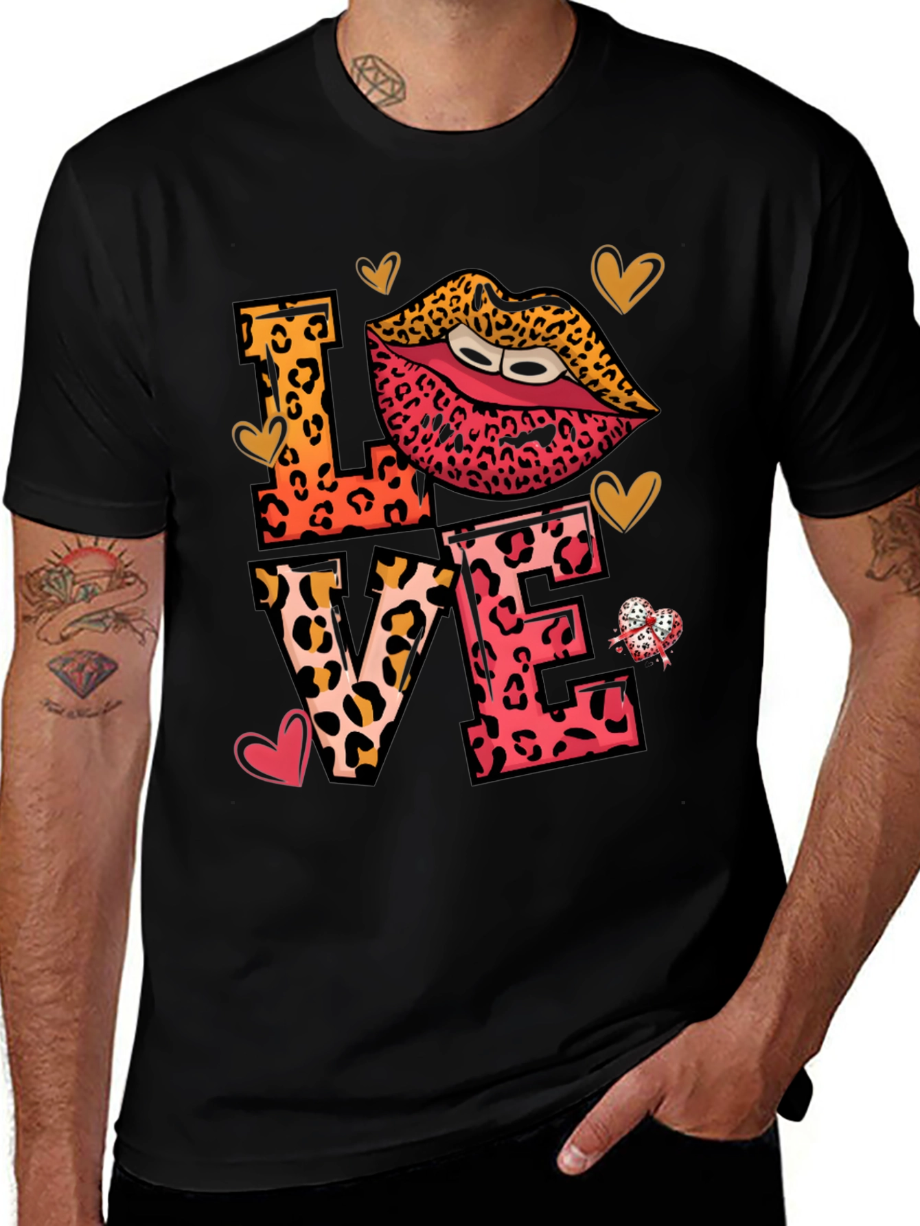 Variant 20 of Leopard Print LOVE Graphic Tee Shirt