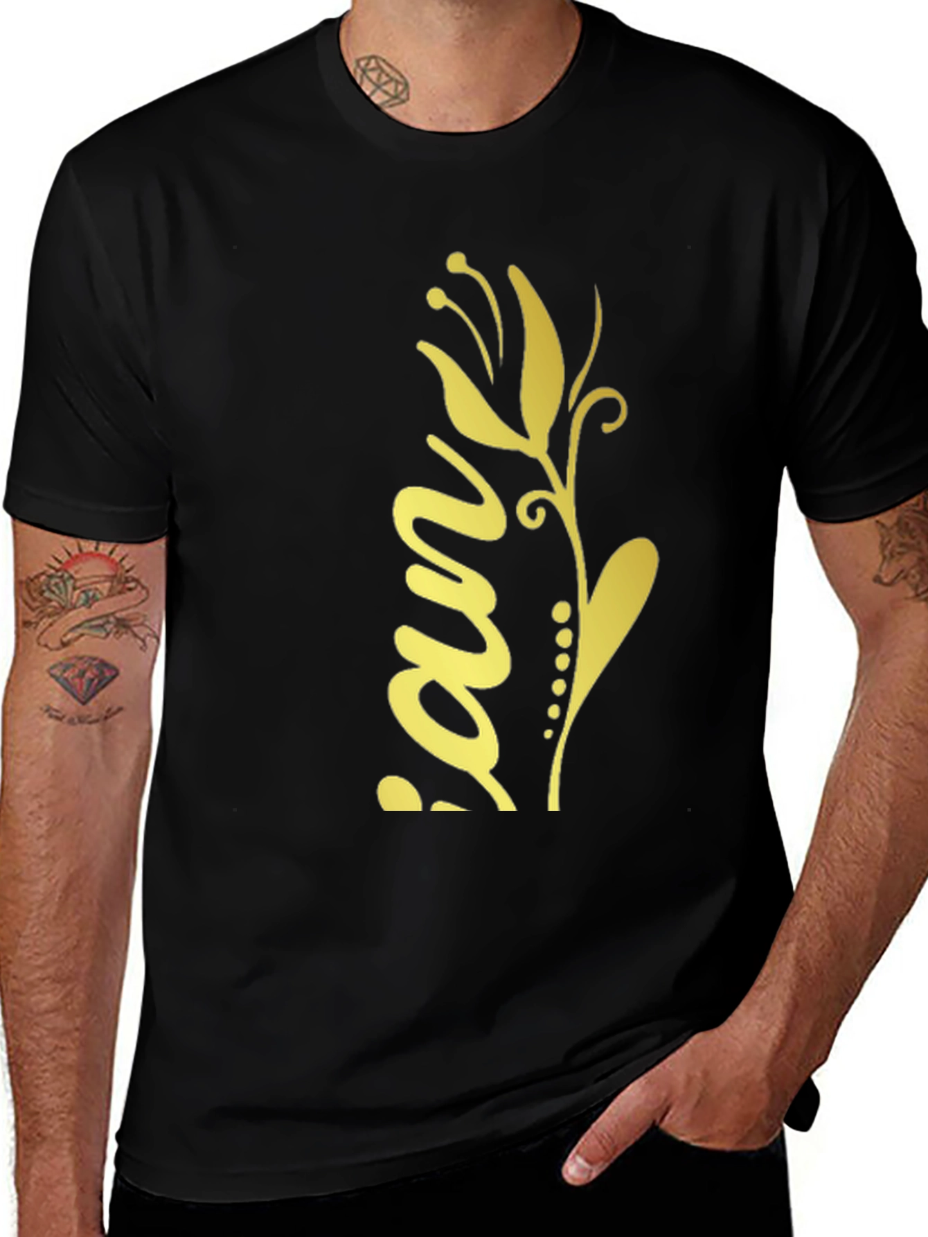 Variant 26 of Black Floral Print Graphic Tee Shirt