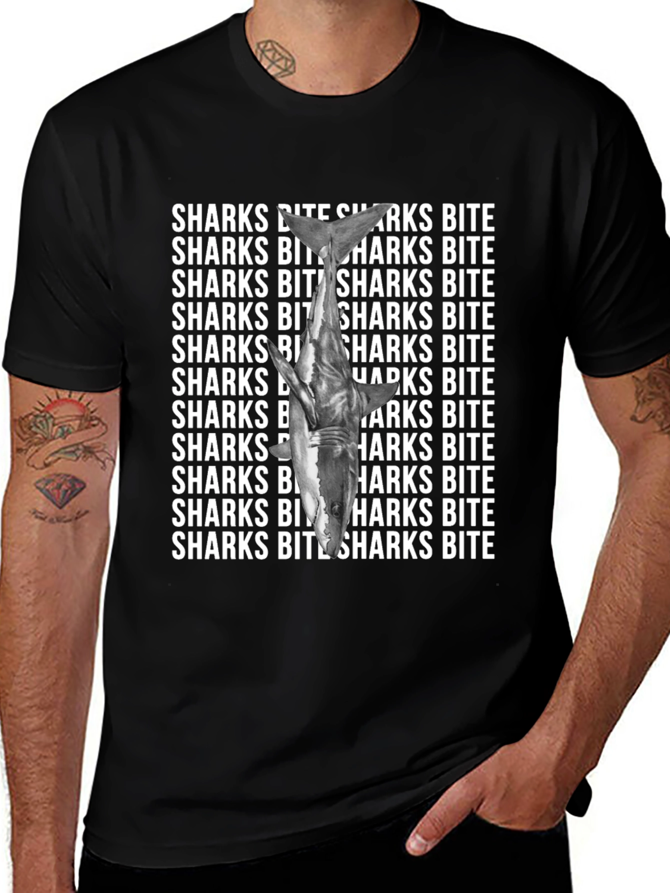 Variant 5 of Shark Bite Graphic Tee - Unique Statement T-Shirt