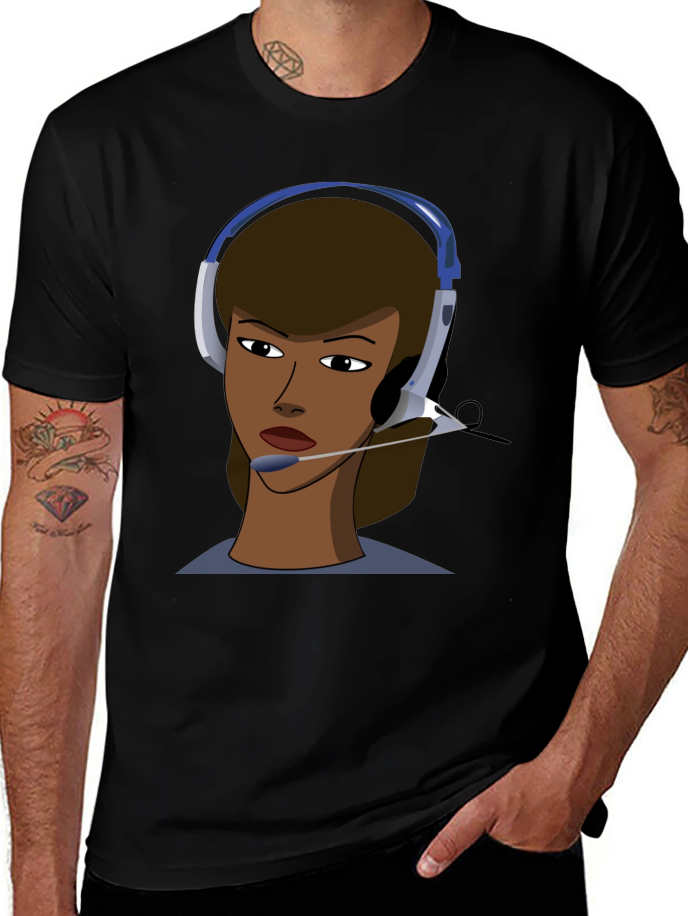 Variant 13 of Cartoon Woman Call Center T-Shirt