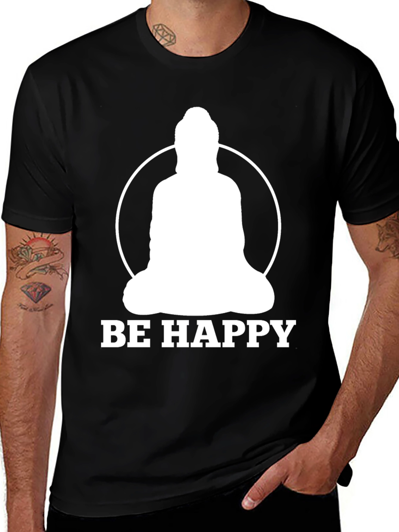 Be Happy Buddha T-Shirt - Inspirational Zen Tee
