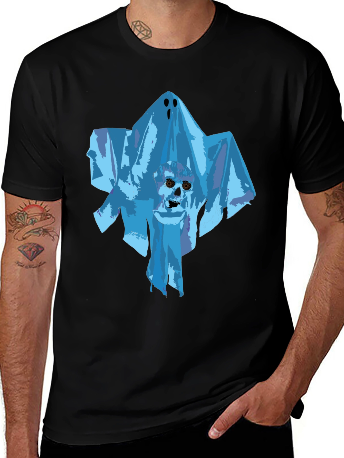 Variant 3 of Ghost Skull Graphic Tee - Black Unisex T-Shirt