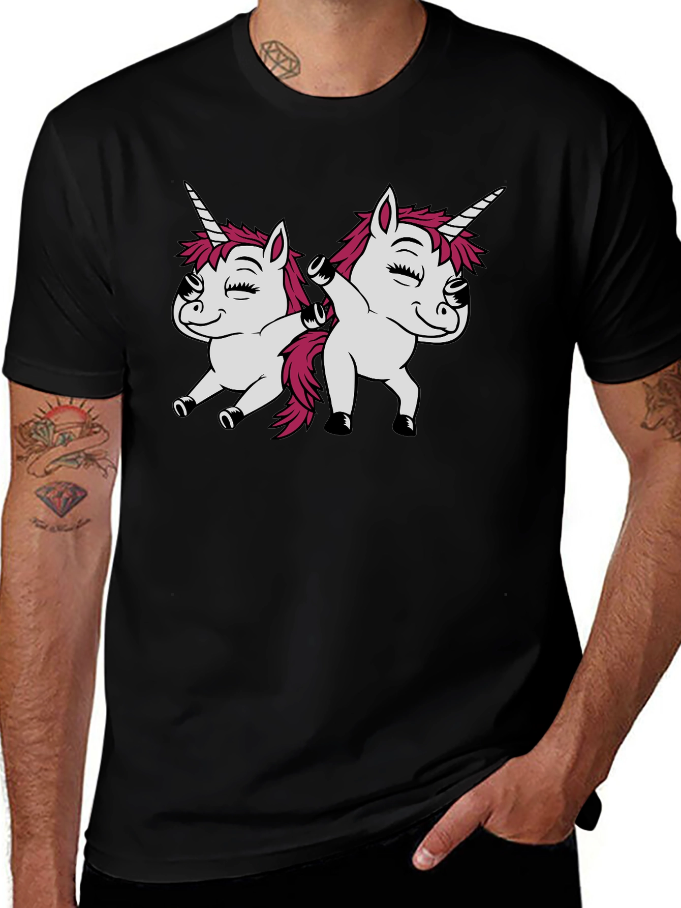Variant 21 of Unicorn Dab T-Shirt - Black Cotton Tee