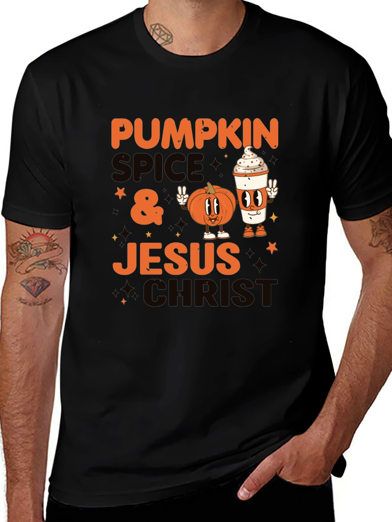 Variant 26 of Pumpkin Spice & Jesus Christ Graphic Tee