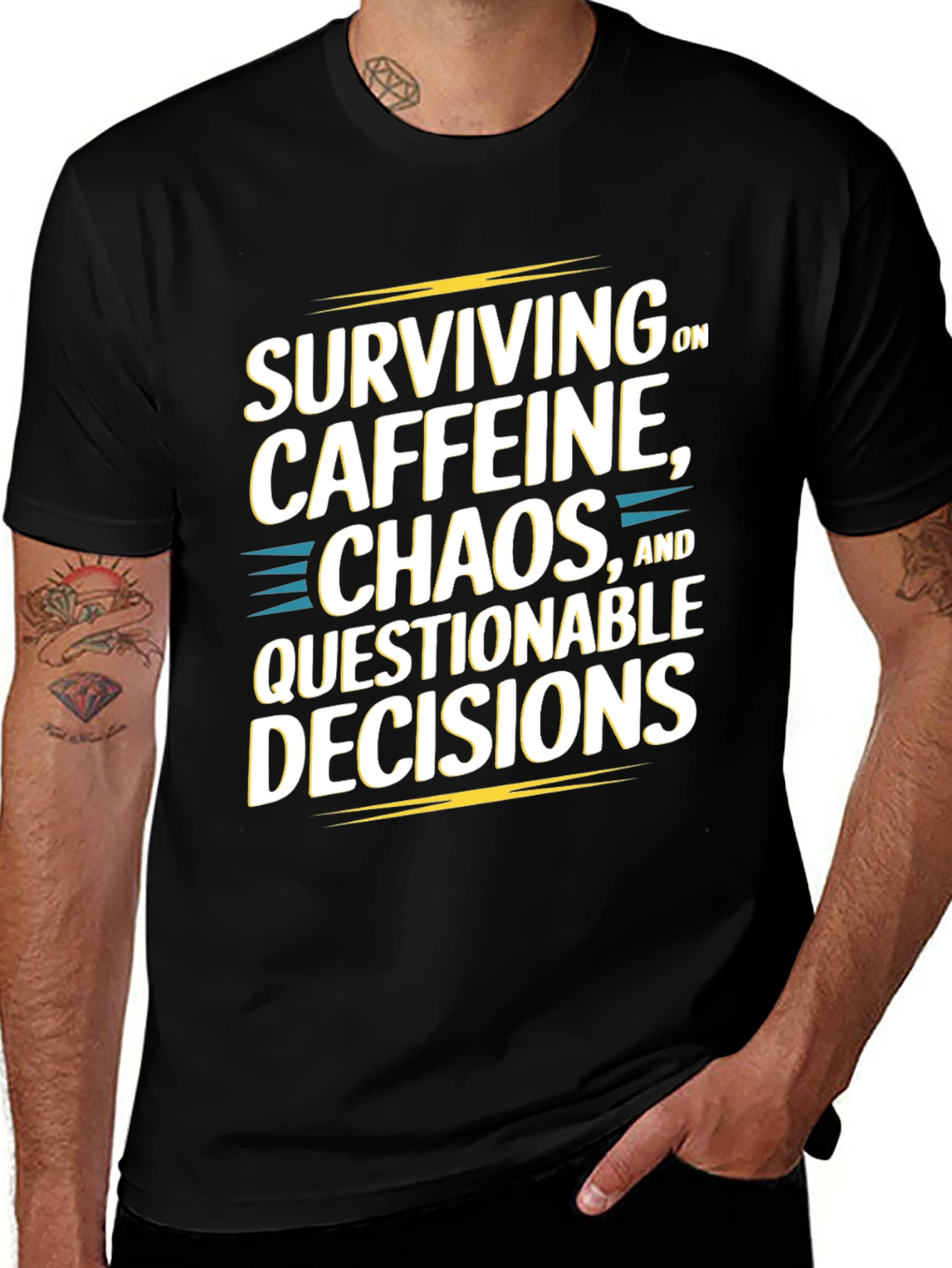 Variant 21 of Surviving On Caffeine, Chaos, and Questionable Decisions Graphic Tee