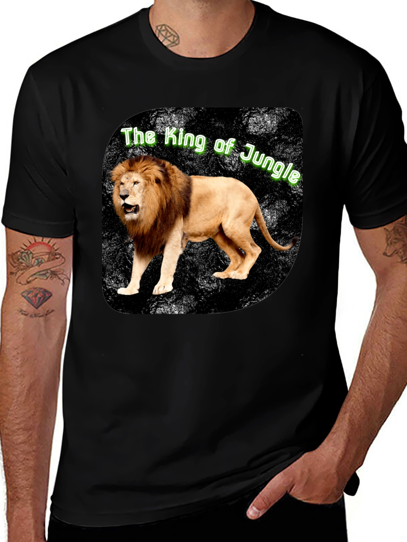 Variant 30 of King of the Jungle Lion Graphic Tee - Black