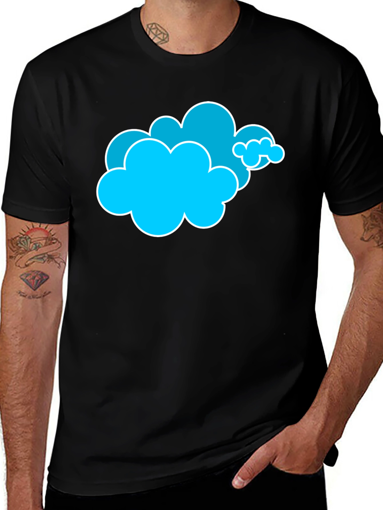 Variant 7 of Cloud Graphic T-Shirt - Black Cotton Tee